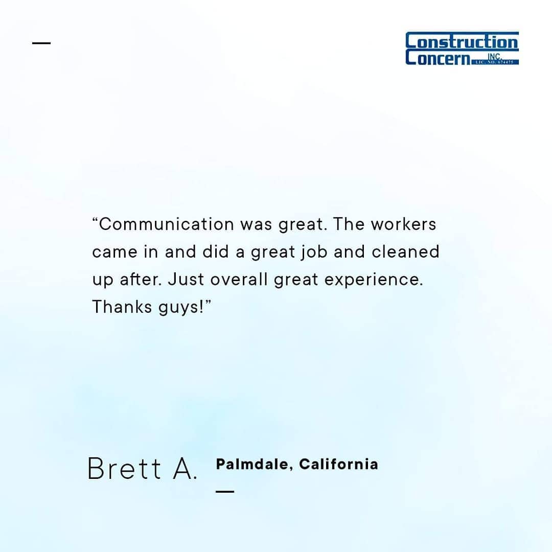 Thank you, Brett! We look forward to another opportunity to work on your home again in the future! 🙏
.
.
.
#constructionconcern #construction #home #homeimprovement #energy #airconditioning #heating #HAC #energyefficiency #energyefficient #windows #door #siding #roofingl #homedepot #sears #lowes #paint #solarpanels #roomaddition #socal #lacounty #kerncounty #conejocounty #orangecounty #sanfernandovalley #santaclaritavalley #sanbernardinocounty #venturacounty