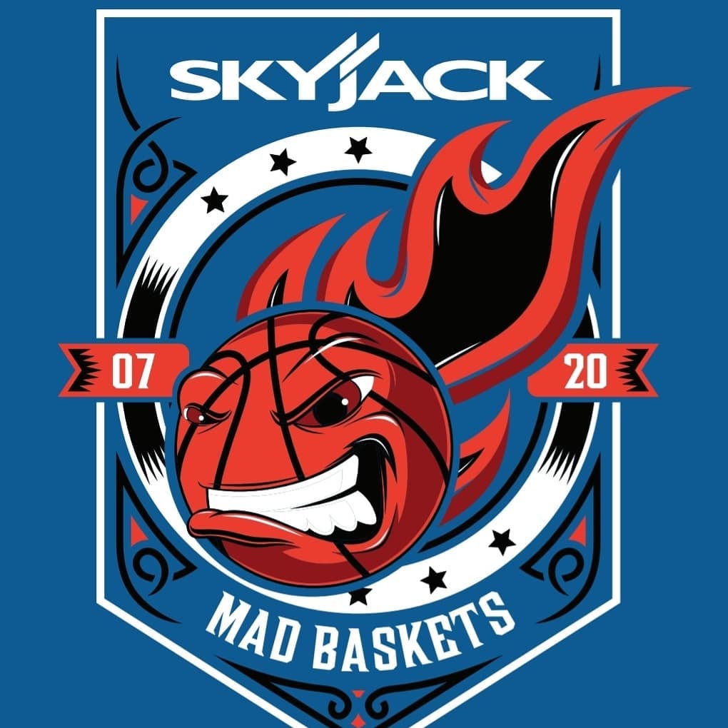Skyjack "Mad Baskets" night with the @nighthawks.cebl #takeflight #Skyjack #logodesign #tshirtdesign