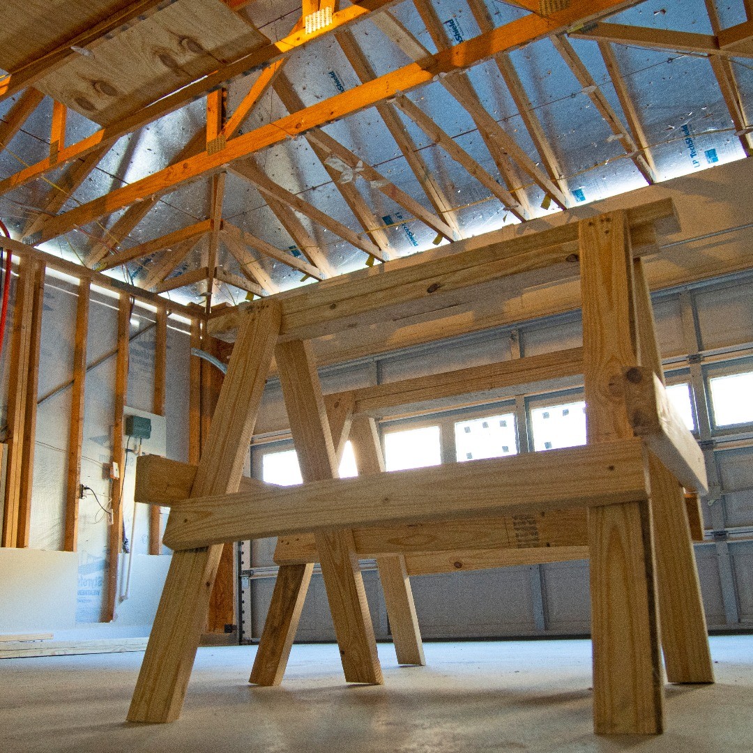 Demolition begins! The ceiling of our garage is gone in preparation for construction of a garage apartment.