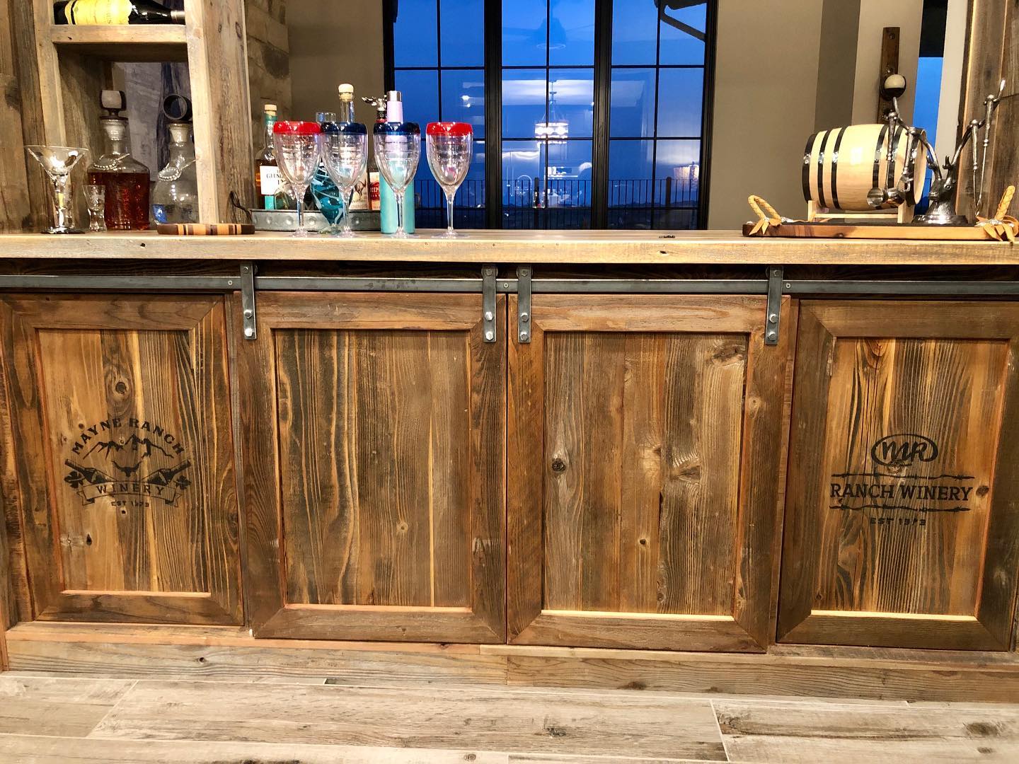 This was a super cool project for a clients bar cabinet doors. Custom logos which were then hot pressed into the wood. #barlogo #custombar #logostamped