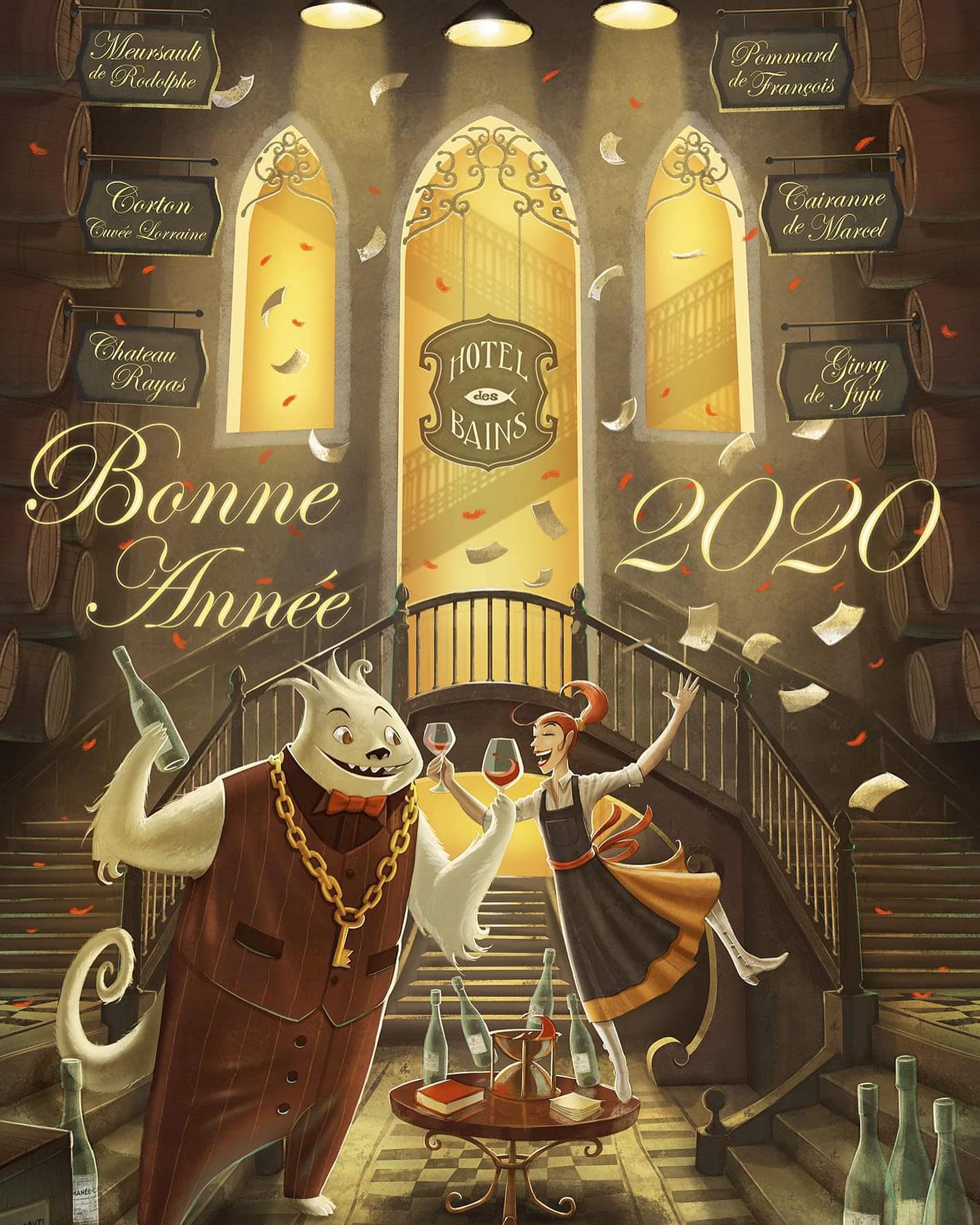 Fin janvier, toujours les derniers mais jamais oubliés. C’est notre tour de vous serrer dans nos bras, vous, nos formidables, gouailleurs, fidèles, attentionnés, respectueux clients, amis, collaborateurs, fournisseurs, vignerons, etc..!! C'est l'heure à laquelle cette année écoulée ensemble s'assied au bord du trottoir et se trouve pas si mal à se regarder, se trouve même un air de "Ballade des gens pas si malheureux que ça" pour finir… On vous embrasse fort, on vous attend fort, on vous espère tous les bonheurs du monde !
Pascal, Martin, et toute l'équipe de l’ Hôtel des Bains.
PS/ petit coup d'oeil dans le rétroviseur sur les jolies "reconnaissances" décernées pour notre travail..
illustration @olivierderouetteau !
#bonneannee2020 #meilleurvoeux2020 #hoteldesbains #restaurant #levin #bistronomie #bistrot #passion #partage #lesbonneschoses #merci #lequipe #sommelier #nosclientssontlesmeilleurs #vindefrance #vignerons #fournisseur #gourmet #avotreservice #restaurantfamilial #amourduproduit #travaildequipe #onespasbienla #laventurecontinuegraceavous #merciatous