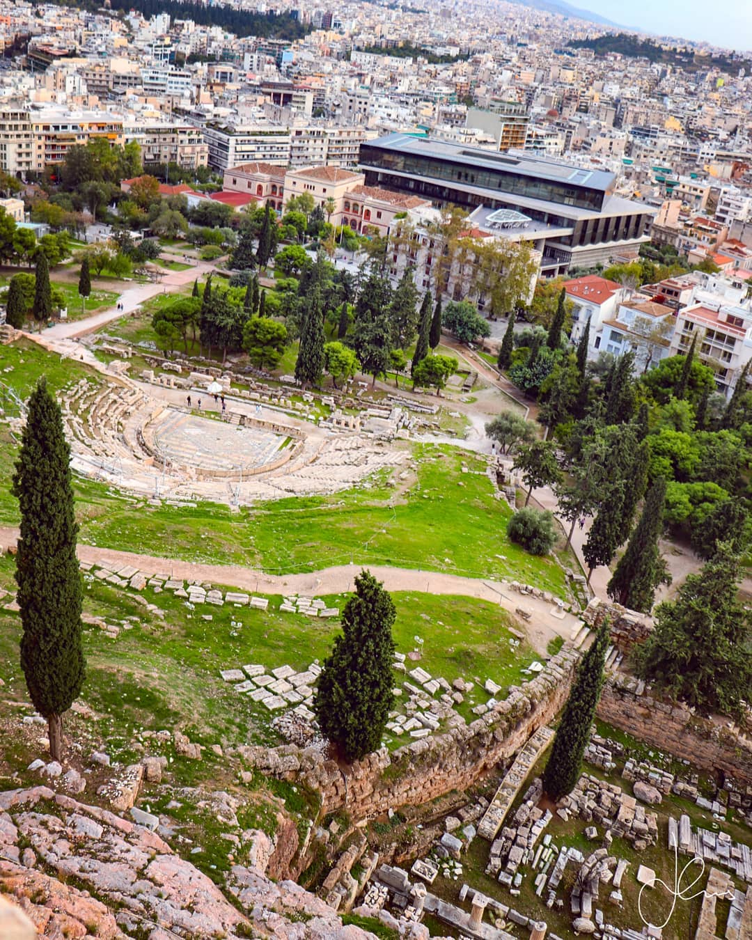 🏺🏛❗ With the Parthenon to my back, I took this photo, where you can see to the, left the Theatre of Dionysus (construction began mid 6th century BC - numerous alterations thereafter), in the center the Acropolis Museum and at the bottom right the sanctuary of the healing god Asklepios (Asklepieion - 420 BC). Surprisingly the sizeable theatre on the south slope of the Acropolis that seated 17,000 during the 4th century BC was essentially forgotten with a portion of it underground until the 19th century AD when excavations began (Rousopoulos -1861)! The Asklepieion is not a one-off structure and it basically functioned as an ancient Greek hospital; there were numerous throughout Greece. They were especially significant as patients visiting these structures would enter a dreamlike / hypnotic state and see visions of gods who would offer medical advice or treat them instantly. That’s literally the definition of placebo effect but I’m sure the pilgrims and patients found comfort in this rather trippy procedure!
◾◾◾
I made this post because I wanted to highlight two structures of lesser importance to the Parthenon that, however, are so easy and enjoyable to visit and worth exploring so I hope you will discover them!
◾◾◾
❗Date of Visit: Nov 19, 2019
Weather Conditions: Afternoon visit around 17:00 (Winter Sunset) - It was very humid, and it rained shortly afterward
◾◾◾
#wanderlust #picoftheday #photooftheday #architecture #arch #greektemples #ig_greece #athens #travelblog #travelgram #letsgo #goexplore #travelphotography #discovergreece #greekbloggers #greecelover_gr #greece_all #greece_is_awesome #feelgreece #greece_united #greecelovers #view #adoregreece #sea #greecetravelgr #greece_moments #theatre #museum #acropolis #parthenon