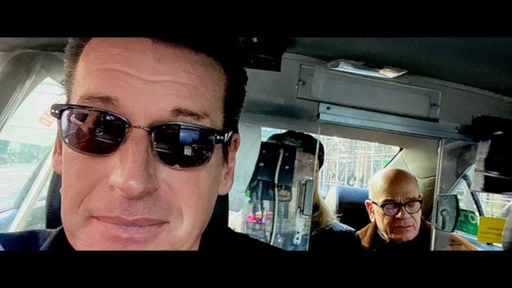 Taking a New York taxi to lunch with Star Trek Voyager’s DOCTOR, EMH, Emergency Medical Hologram, actor, writer, director Robert Picardo. #featurefilm #mercurypictures #hollywoodstudios #robertpicardo #behindthescenes #startrekvoyager #startrekpicardo#emmynomintaed #famousactor #newyork #startrekdoctor #newyorktaxi #businesslunch #marketinginfilm