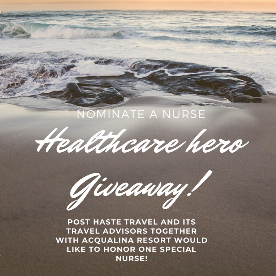 To celebrate National Travel Advisor’s Day and National Nurse’s Day Post Haste Travel and our Travel Advisor’s, in partnership with Acqualina Resort & Spa on the beach would like to honor a nurse who’s been working tirelessly to the frontline with COVID-19
We are giving a nurse and his/her companion a 2 night stay in an oceanfront room at Acqualina Resort & Spa in Sunny Isles, Florida!
Nominate the nurse you think deserves the 2 night giveaway (If you are a nurse you can nominate yourself)
Please follow these instructions in order to participate and qualify for this giveaway:
*LIKE this post & FOLLOW @posthastetravel @suzanneperuntravel
LIKE and FOLLOW @acqualinaresort *SHARE this post on your STORY and TAG @posthastetravel, @suzanneperuntravel, and @acqualinaresort. * TAG the nurse you’re nominating in the comments below
Note:
1-The winner will be randomly selected on Monday May 11th
2- You must LIKE, FOLLOW and SHARE this post
3- The winner will need to provide proof that he/she is a nurse;
Good luck!! #posthastetravel #acqualinaresort #healthcarehero #asta #usa #nationaltraveladvisorday #nationalnursesday #nurses #traveladvisor #acqualina #florida #sunnyisles #miami #lhwtraveler #leadinghotelsoftheworld #luxuryresort #luxuryworldtraveler #suzanneperuntravel #virtuosostravel ##virtuosoltd #luxurytraveladvisor