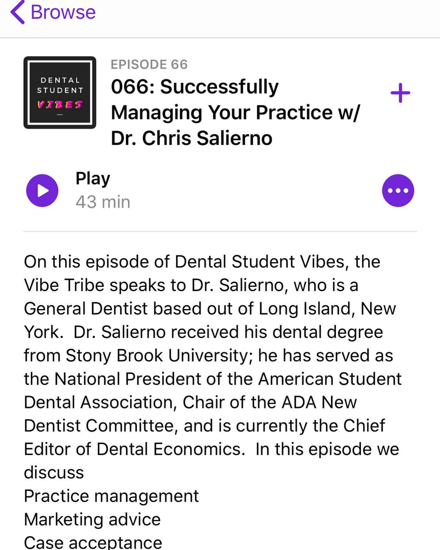 I had a great time hanging out with the gentlemen of @dental.student.vibes and discussing a bunch of #businessofdentistry topics. They run an outstanding podcast, especially for students and young dentists.