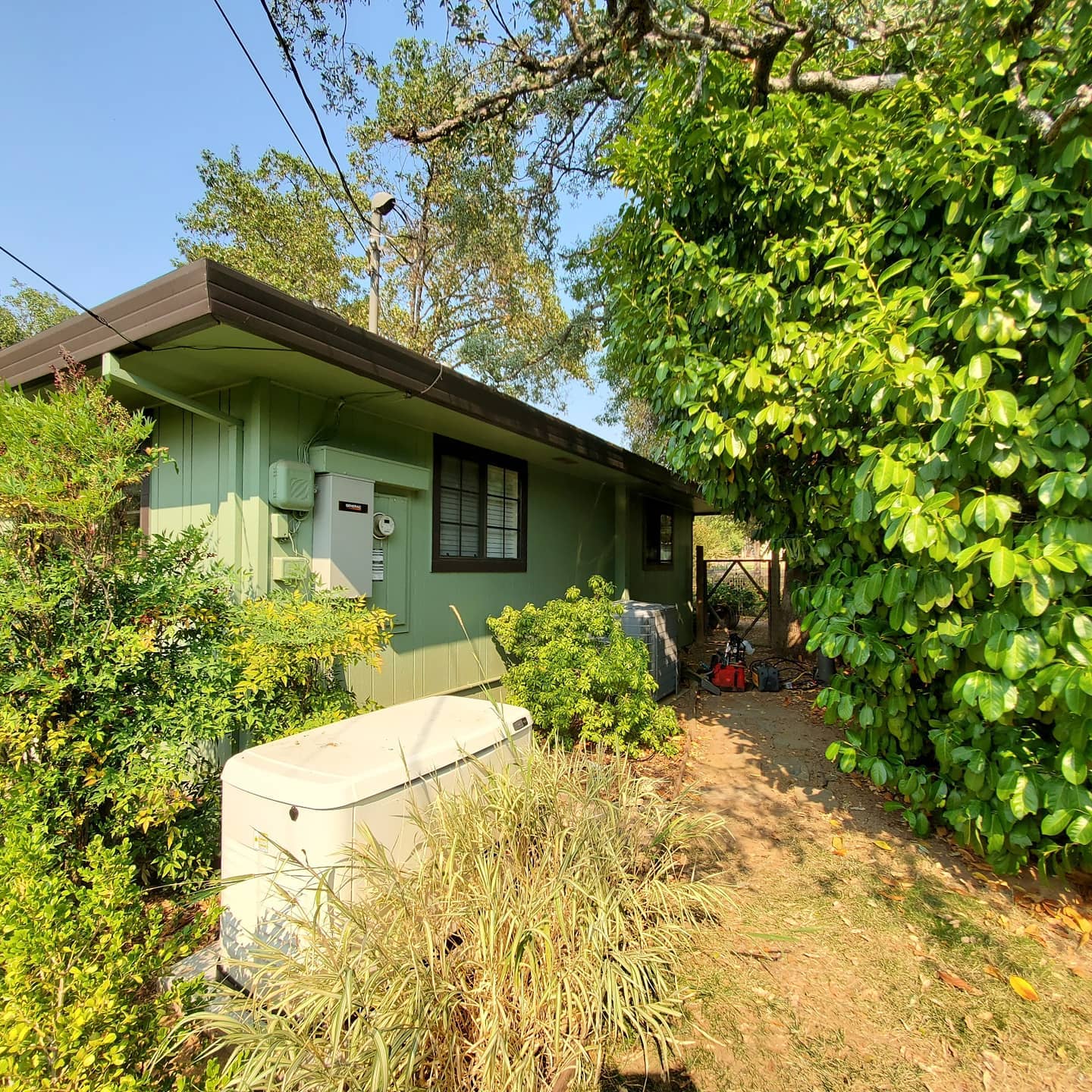 A well planed garden makes a good place to hide your NEW A/C. Just remember to keep it trimed at least 12" away from the unit for best performance. Your A/C guy will thank you😉.