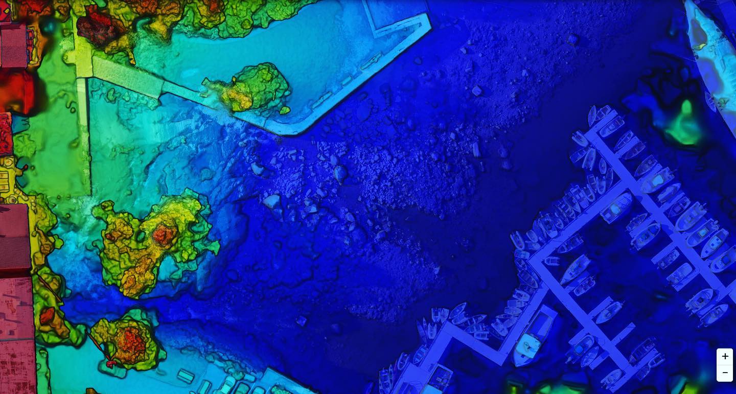 Aerial elevation data we gathered to import into GIS software for a comprehensive plan to address fish passage, watershed connectivity barriers, flooding hazards, & vulnerable infrastructure in the Megunticook River Watershed and for the Camden Harborfront #fishpassage #risingsealevels #photogrammetry #elevationdata #uav #damremoval #newseawall #camdenmaine #maps
