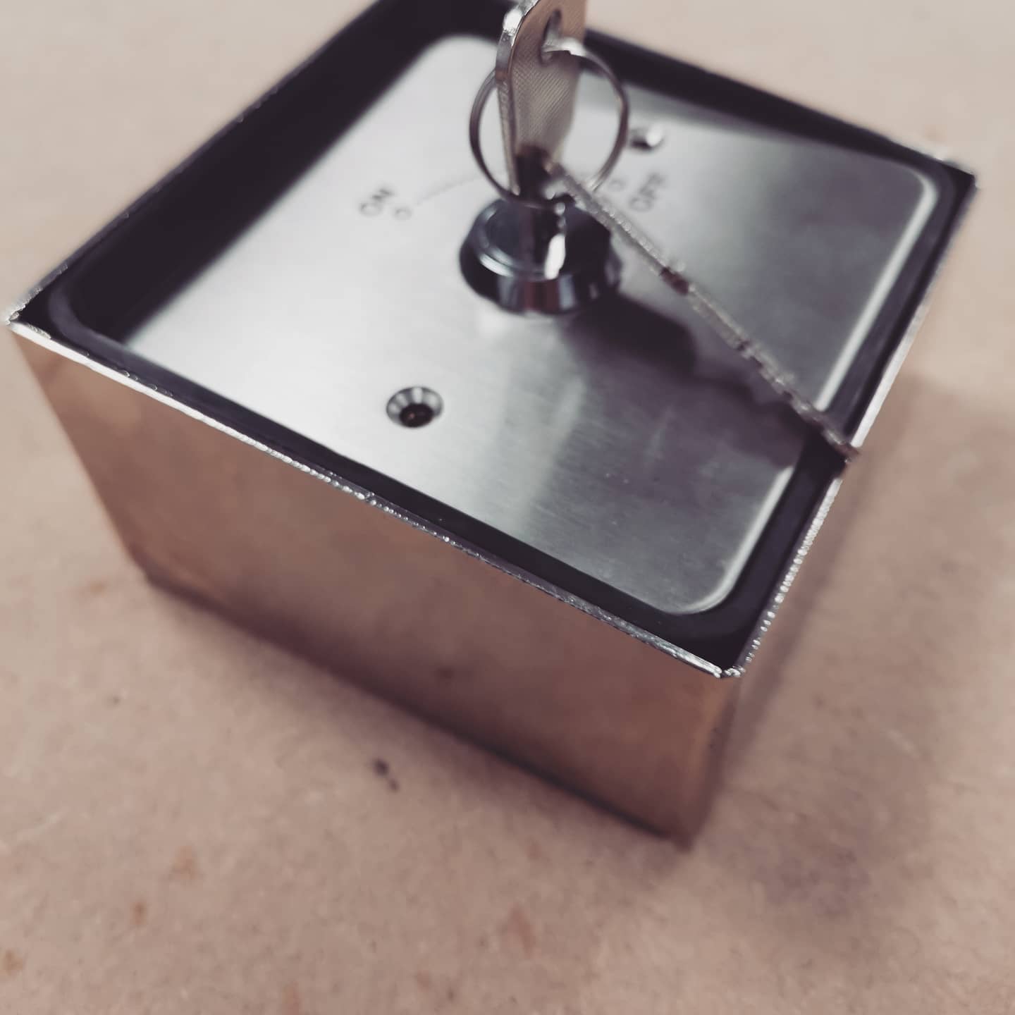 Custom Steel Security Box Shroud for external key switch. #sheetmetalfabrication #sheetmetal