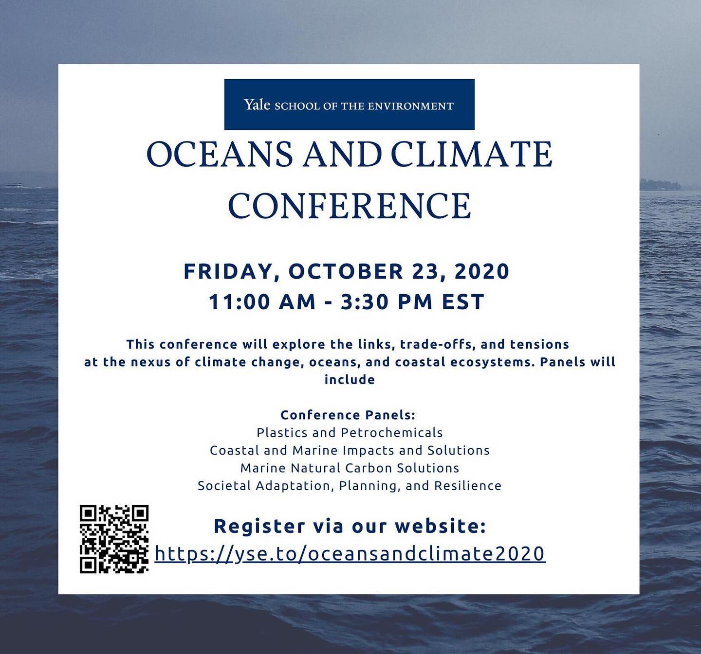 #OjoPerucano
If you’ve not yet registered for our first-ever Oceans and Climate Conference, there’s still time!! The conference is this Friday, October 23, 2020, from 11:00 am - 3:00 pm. We will be featuring keynote speakers Kathy Jetñil-Kijiner and Scott Doney, as well as a whole roster of exciting panelists.
If you have any questions about the virtual conference, please don’t hesitate to ask me. Register via our website: https://yse.to/oceansandclimate2020 #ocean #cambioclimatico #climatechange