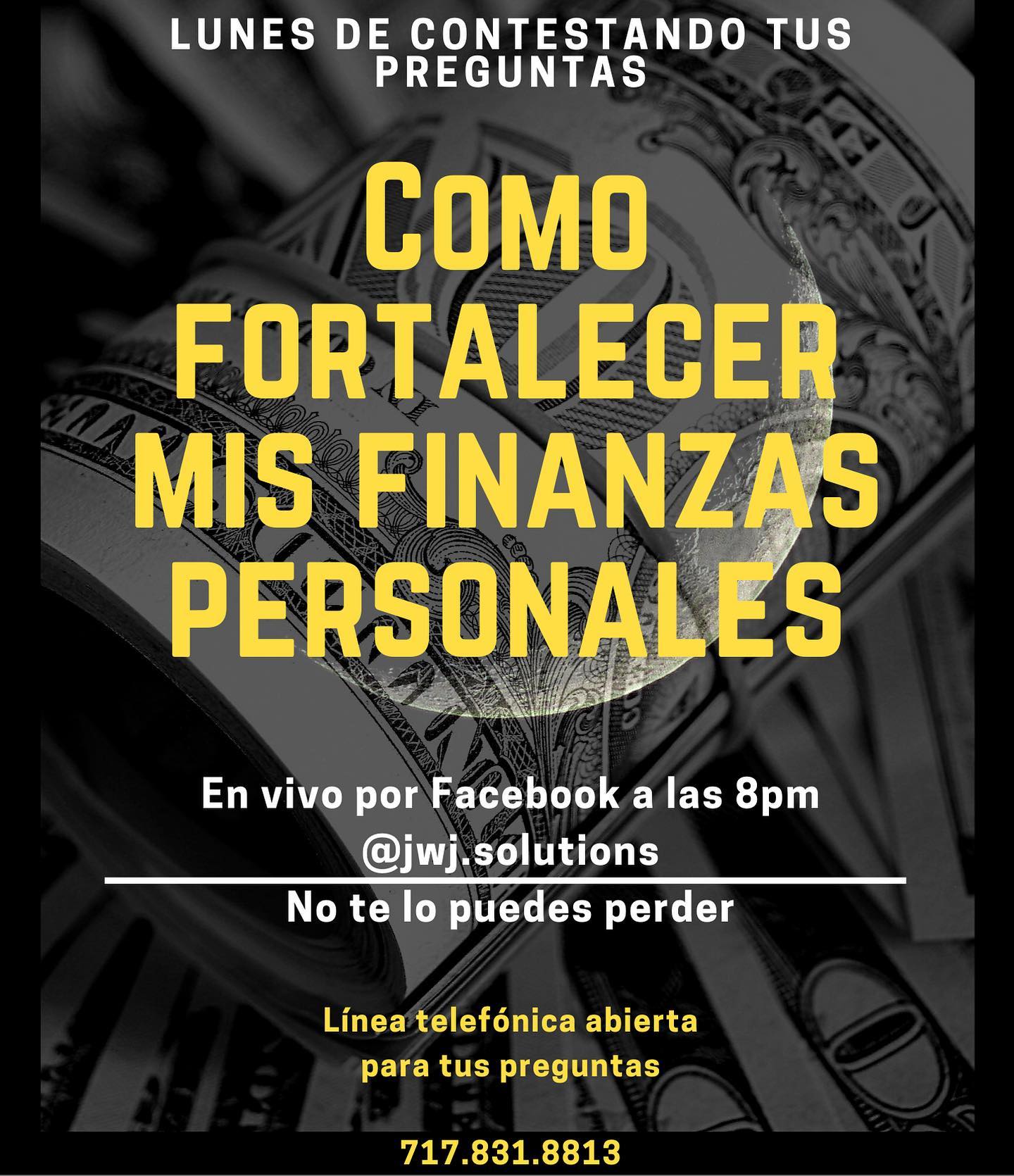 Buenos Dias, gente buena de TEAM JWJ ✨🖤.
Hoy nos vemos a las 8pm en vivo por Facebook @jwj.solutions con información importante sobre tus finanzas.
.
Traído a ti por la familia de TEAM JWJ, contigo cuando mas nos necesitas.
.
⤴️Comparte⤴️ para que otros sean beneficiados con tan importante información y sobre todo 🆓GRATIS🆓, aprovechen mientras esto dure. 💰👈🏾👈🏾👈🏾👈🏾👈🏾👈🏾👈🏾👈🏾👈🏾
.
#tusfinanzas #micontador #tucontable #negocios #empresarios #familia #matrimonio #dinero #lebanonpa #harrisburgpa #readingpa #yorkpa #lancasterpa #notequites #organizate #exito #alcanzarsueños #alcanzatusmetas #invierte #usaeldineroatufavor #usalobien #multiplicalo #budget #presupuesto