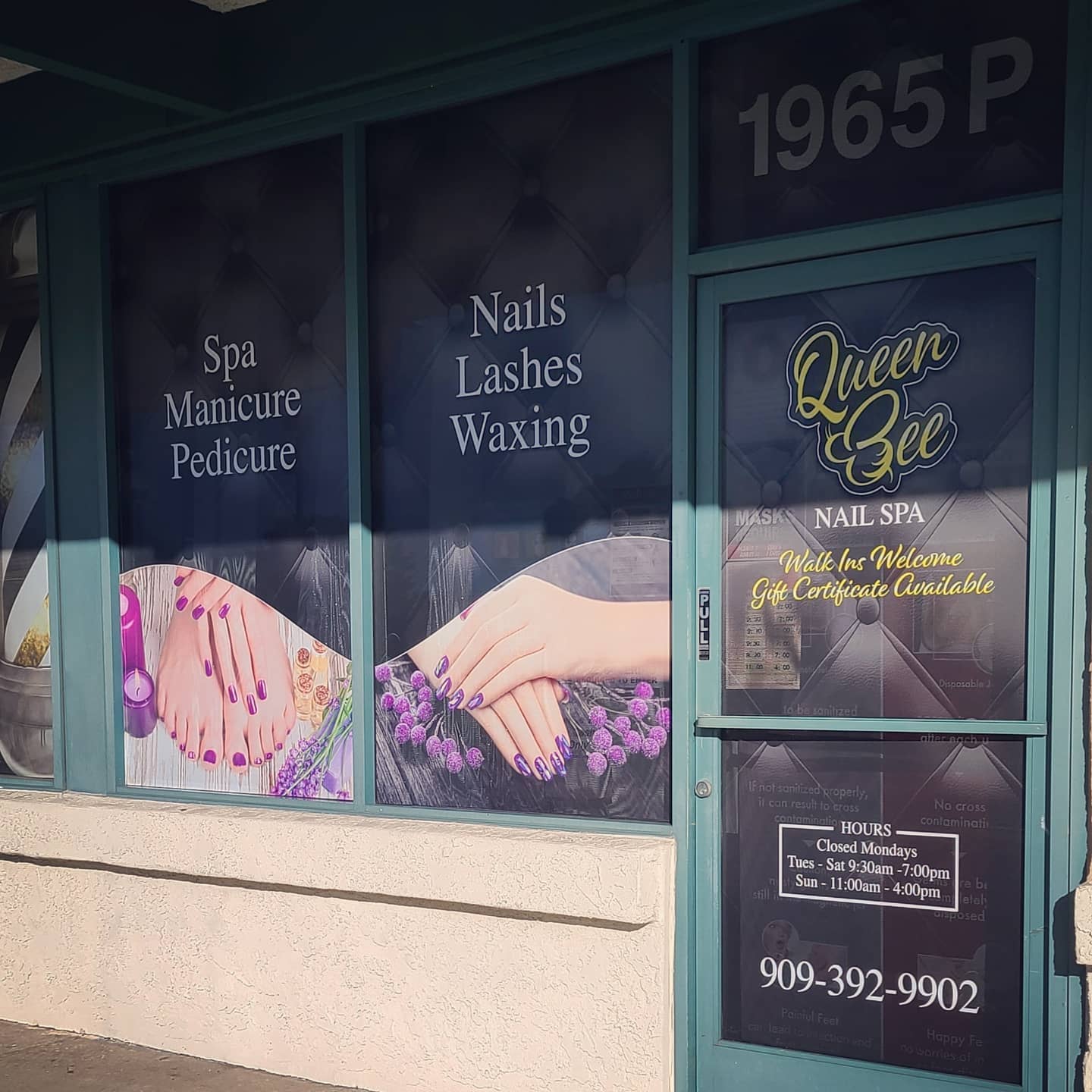 Perforated Decals for our friends at @queenbee_nailsandspa, dm for nore info #perforateddecals #decals #nails #graphicdesign