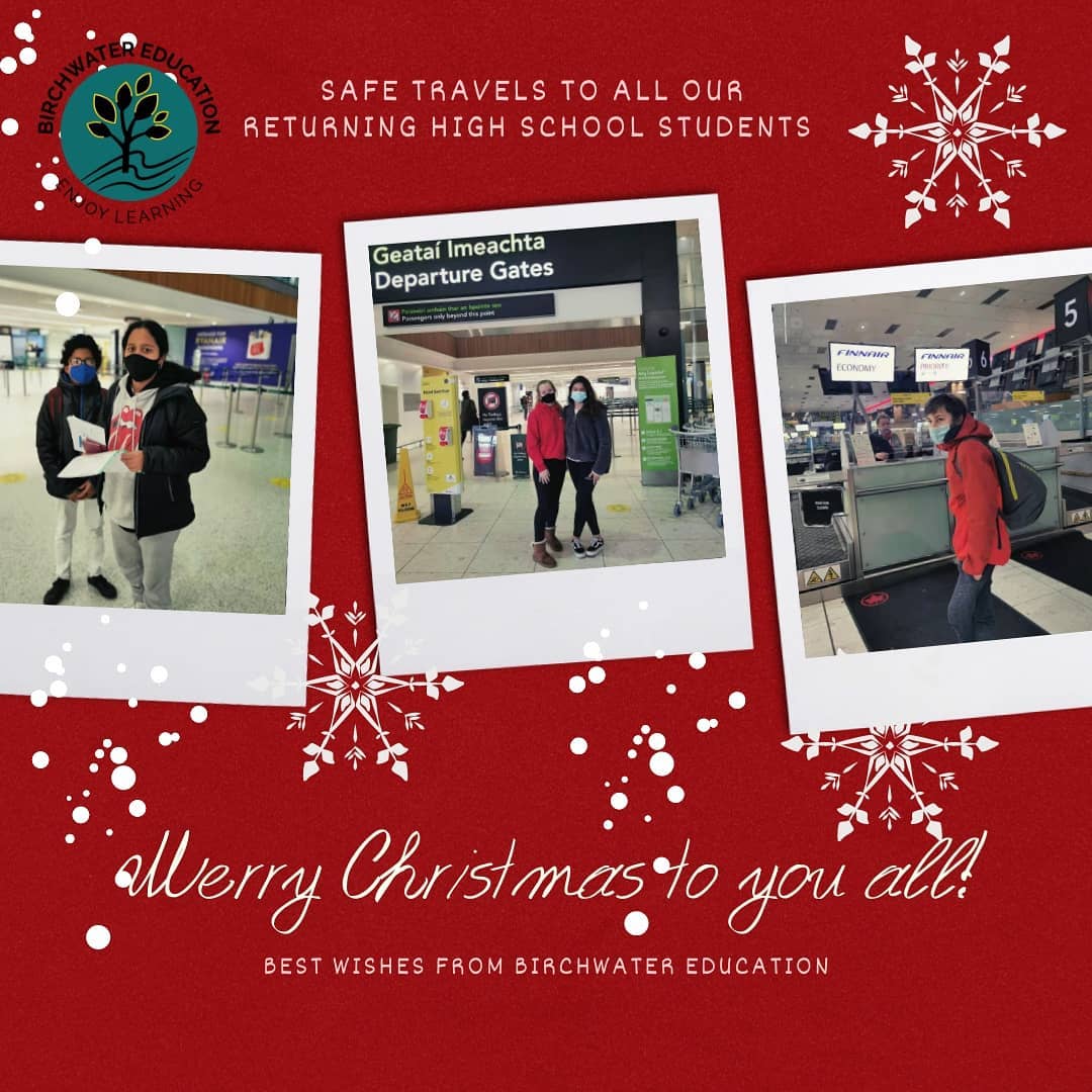 Happy to see all our Highschool Placement students safely returned home for the Christmas holidays. It's been a challenging time with so many travel updates, health checks, bus and travel bookings, flight restrictions, homestay coordination, parent phone calls, flight cancellations and flight time changes! Now that Christmas is finally here and everyone is safely home, we'll put our feet up and enjoy the much deserved rest. Safe travels to everyone over the holidays ❄️❄️🙏🙏
#christmas #holidays #dublinairport