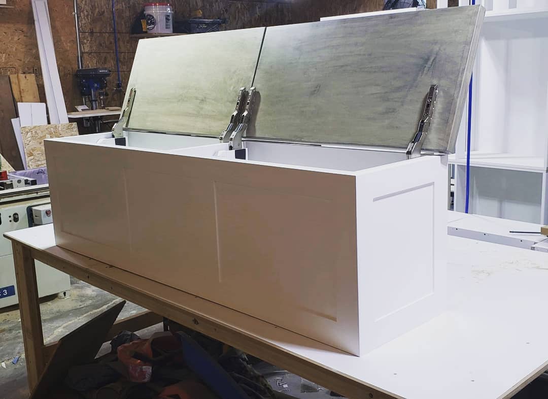 If you need more storage and a place to sit at the dinner table. We can help with that. #dubescustomcreations #benchseat #custommade