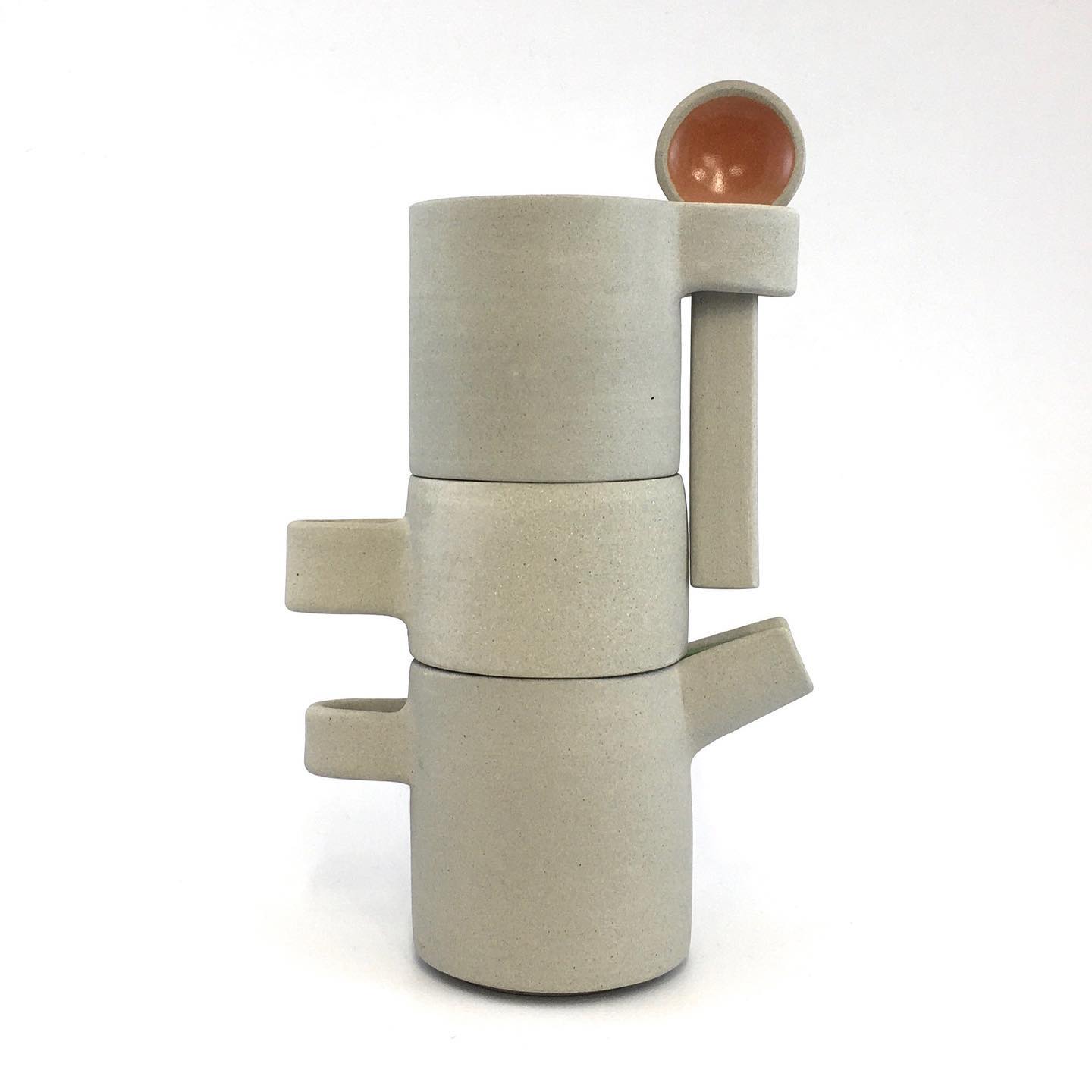 Inspired by agricultural grain towers I spotted whilst driving through the French countryside (oh,those were the days!)
This 18cm. ht. modern Espresso Cup Tower is ideal for those people who love their morning coffee and is especialy perfect for Macchiato fans, as a jug and a spoon are also included. Visit my website and Subscribe to my monthly newsletter for discounts, interesting news, giveaways and tried and tested recipes from myself and the chefs that I love.
#giveaway #newonlineshop #wheelthrown #pottery #architecture #watertower #contemporaryceramics #modernism #brutalistarchitecture #towers #foodie #foodstyling #tableware #snacks #contemporaryart #designermakeruk #competition
#handmade #kitchenstyling #brutalceramics #handmadeinwales