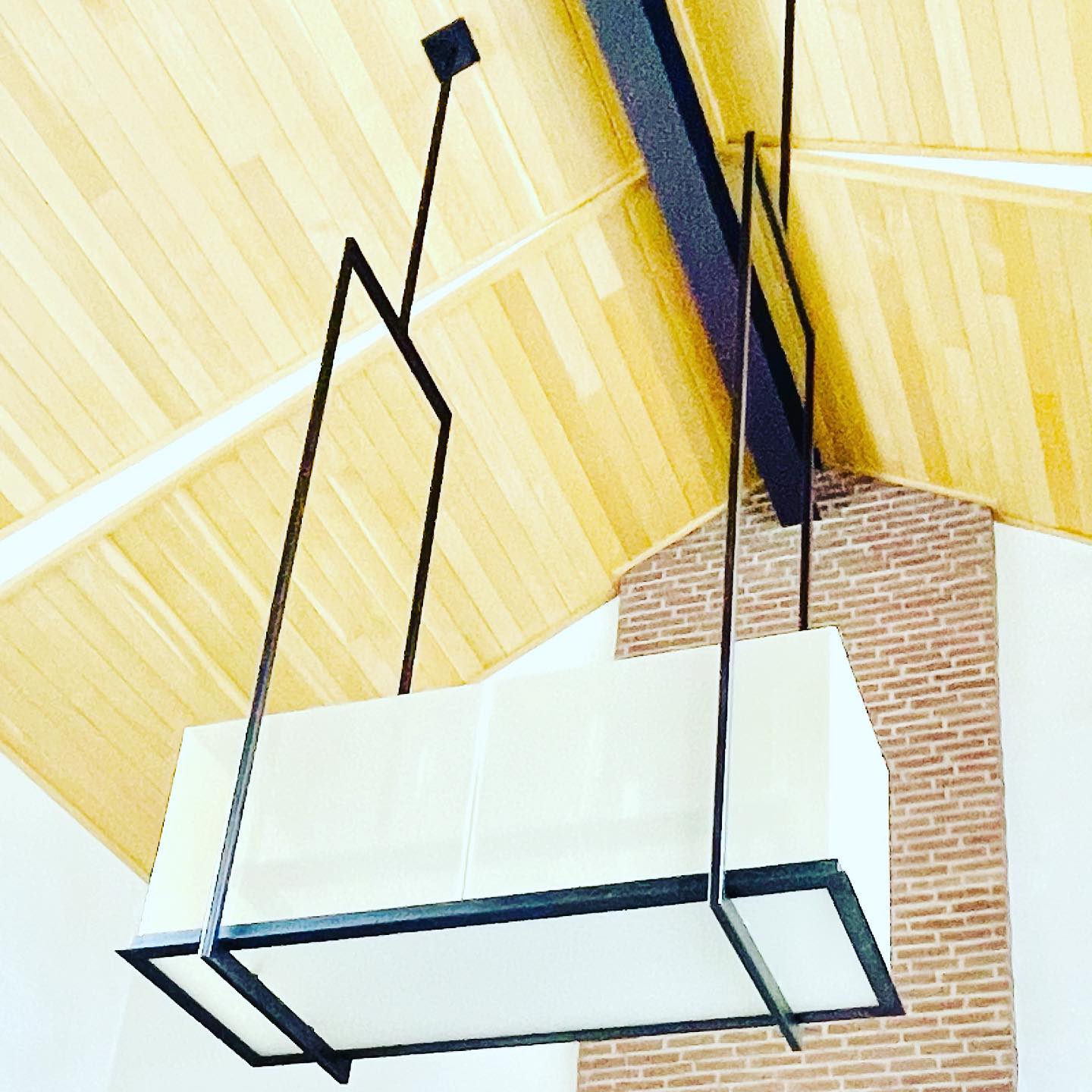 Refresh for this custom fixture - designed by liane built by drew #tlf #customdesign #metalfabrication #knolltextiles #bendheimglass