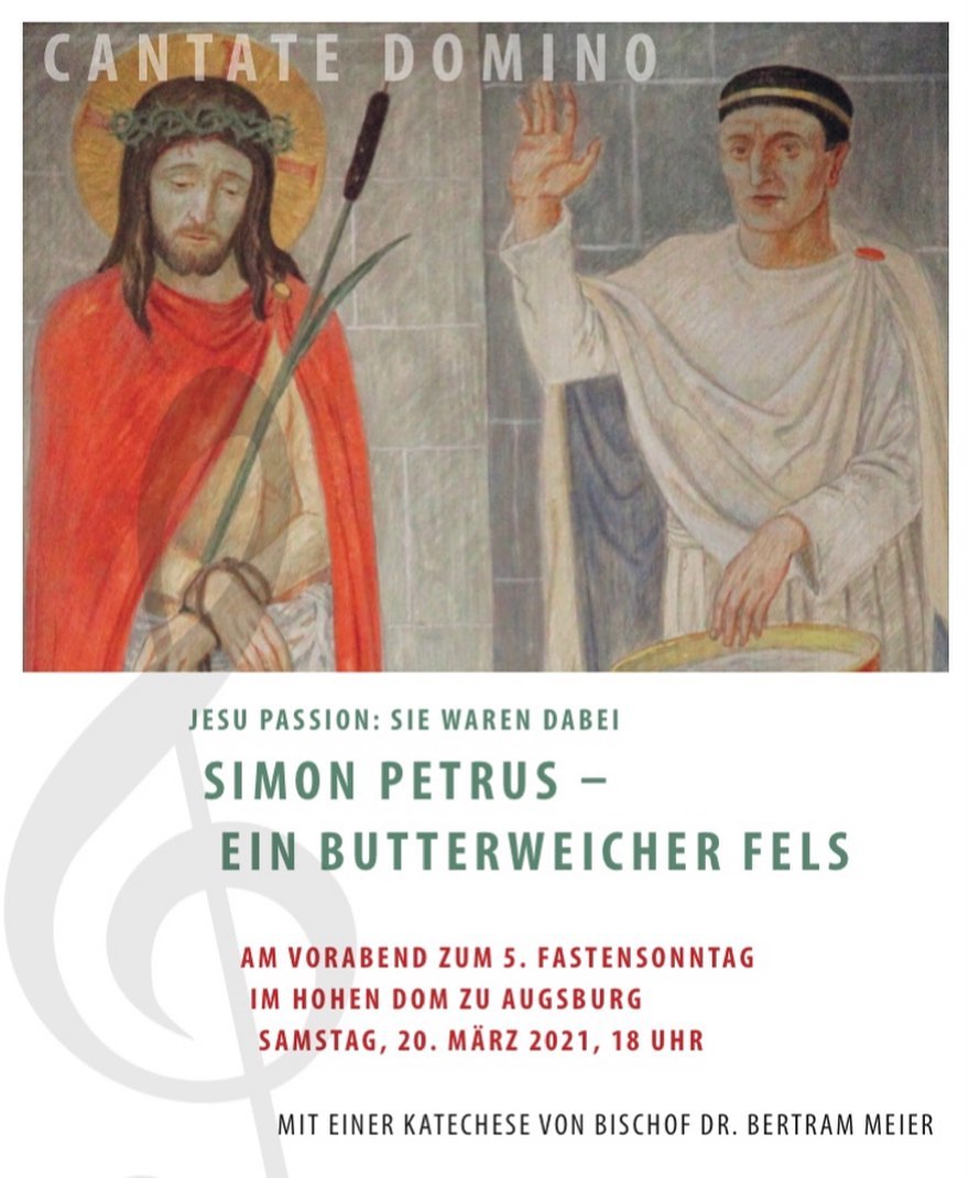 Mit romantischer Chormusik von Robert Lucas Pearsall, Johannes Brahms und Felix Mendelssohn-Bartholdy gestalten wir die geistliche Abendmusik „Cantate Domino“ am morgigen Samstag, 20.03.2021 im 18:00 im Augsburger Dom. Der Titel der Katechese von Bischof Dr. Bertram Meier lautet „Simon Petrus - ein butterweicher Fels“
Herzliche Einladung!
#iudica #auxantiqua #augsburgerdom #cantatedomino #tuespetrus #warumistdaslichtgegeben #geistlichechormusik #sacredmusic #vokalensemble #musicasacra #bistumaugsburg