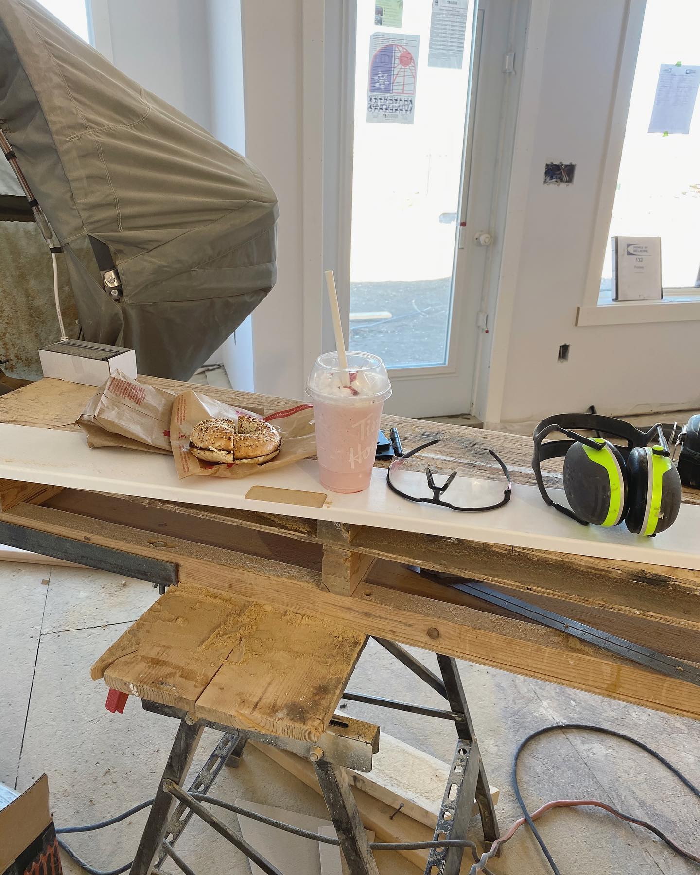 Working weekends are made a little better when guys like Gary at Windsor Plywood personally deliver your material — along with a milkshake and bagel. They’re facing delays and stress themselves and yet still go above and beyond to take care of their customers and treat them like humans. Setting the bar high... somehow I doubt I could convince Home Depot to bring me breakfast. #lawrencefinishing #supportlocal #rak