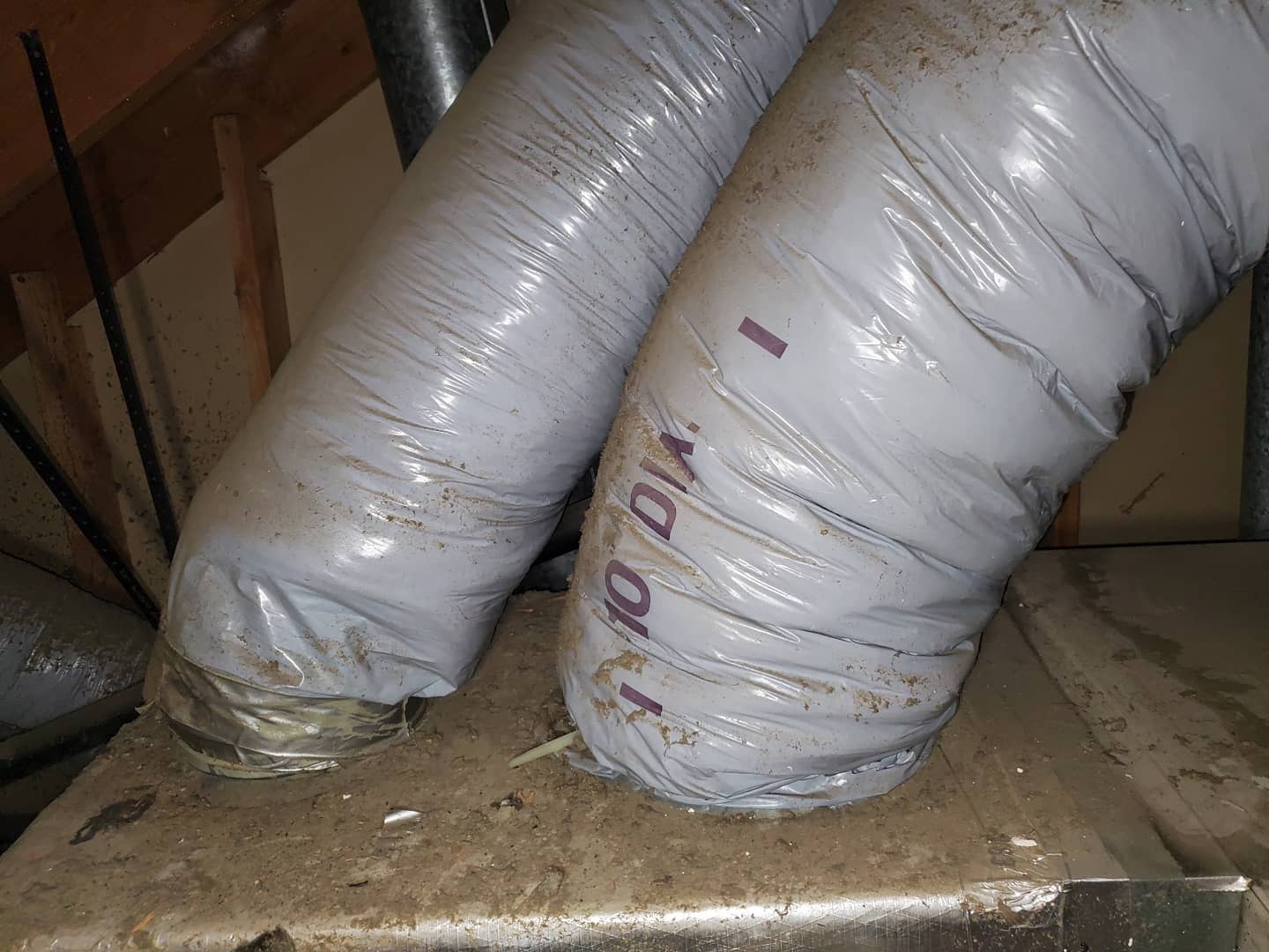 Re-Ducting why is it needed? Because ducts will deteriorate and collect dirt from years of use. Reducting is not an easy task, take for instance this job. We replaced ducting between the upstairs and downstairs floor. Using many different methods opening up floors and ceilings, from pull ropes pulling newer ducts through chase ways and even just replacing the inner liners with new. These are some of the extents we take for our customers to improve air quality in their homes.
Don't you think it's time to breathe easy, have your ducts inspected to see what you are breathing in your home.
Check out our next post will show you the finished product.