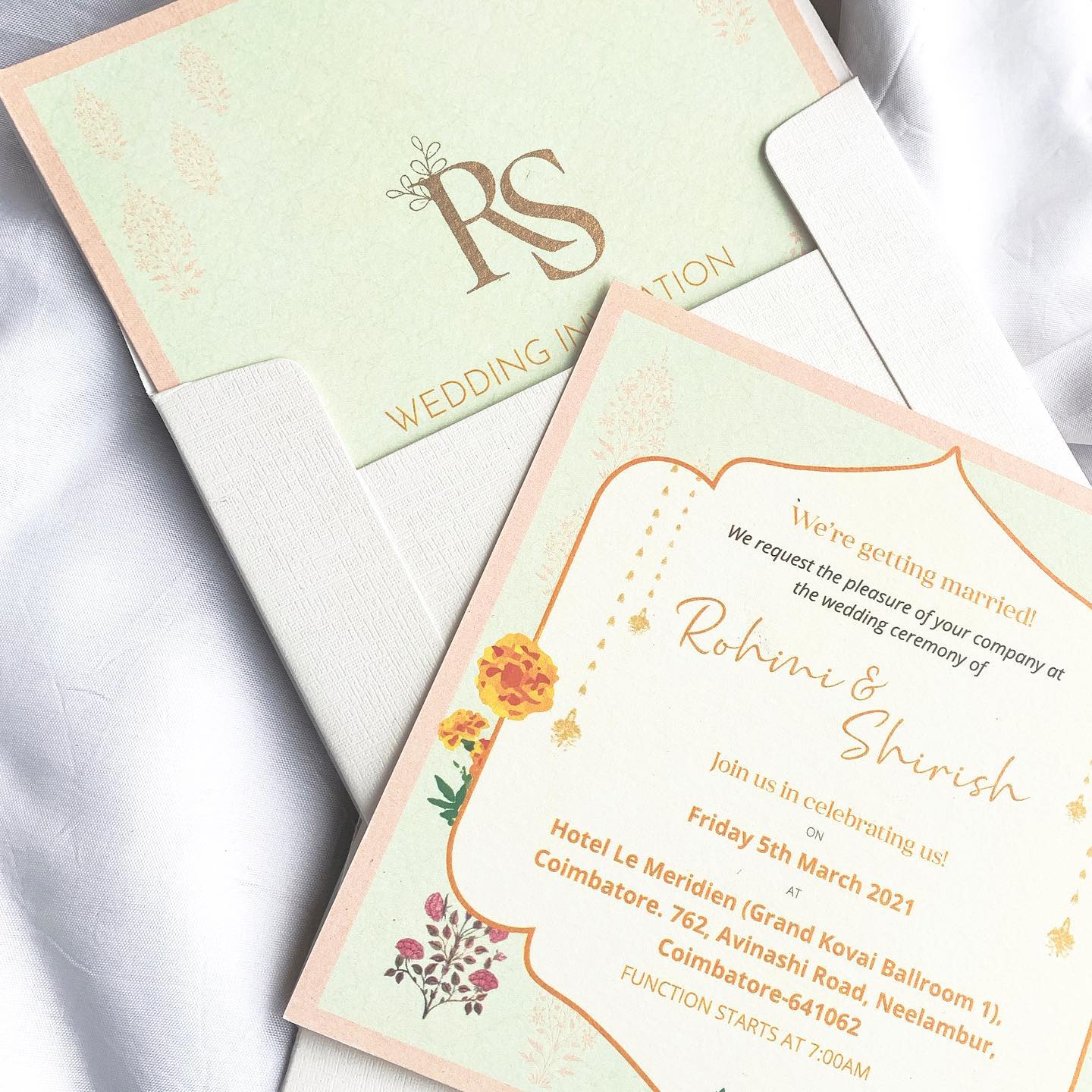 Wedding invite.
Get your wedding invite designed! DM me for design requirements!
Designed the wedding card super simple with pastel shades and Mughal inspired elements! A minimal invite for a minimal wedding!