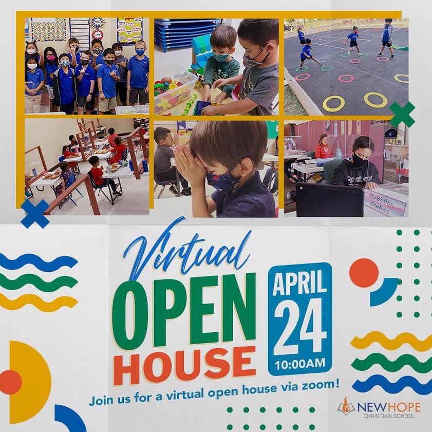 New Hope Christian School is a ministry of New Hope Leeward. Our mission is to provide a Christ-centered education that inspired students to become life-long learners and effective communicators who will impact the world for Jesus Christ. To register for our virtual open house visit our website using the link in our bio!