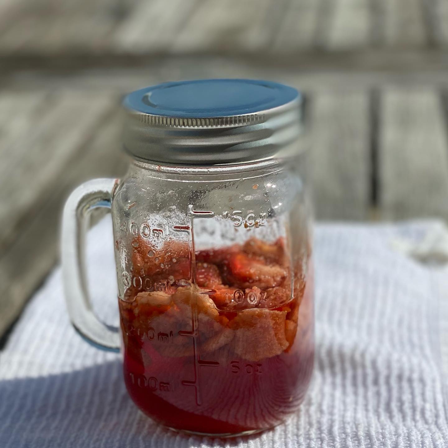 Challenge 30: 3 Tiered Wedding Cake! (In progress) we wanted a yummy syrup to soak the strawberry layers of our cake, but couldn’t find a strawberry liqeuer at our local, so some vodka and a handful of freeze dried fruit later et voila! We threw this together literally last night and it radiates sunshine! Can’t wait to throw this in a basil simple syrup!! Assembly next! Thanks to @marleysmenu for talking this one through.
#GreatBritishBakingShow #TheGreatBritishBakingShow #MelAndSueForever #GBBO #BritishBakes #MaryBerry #DameMaryBerry #TheFeedFeed #TheBakeFeed #weddingcake #freezedriedstrawberries #homemadehooch