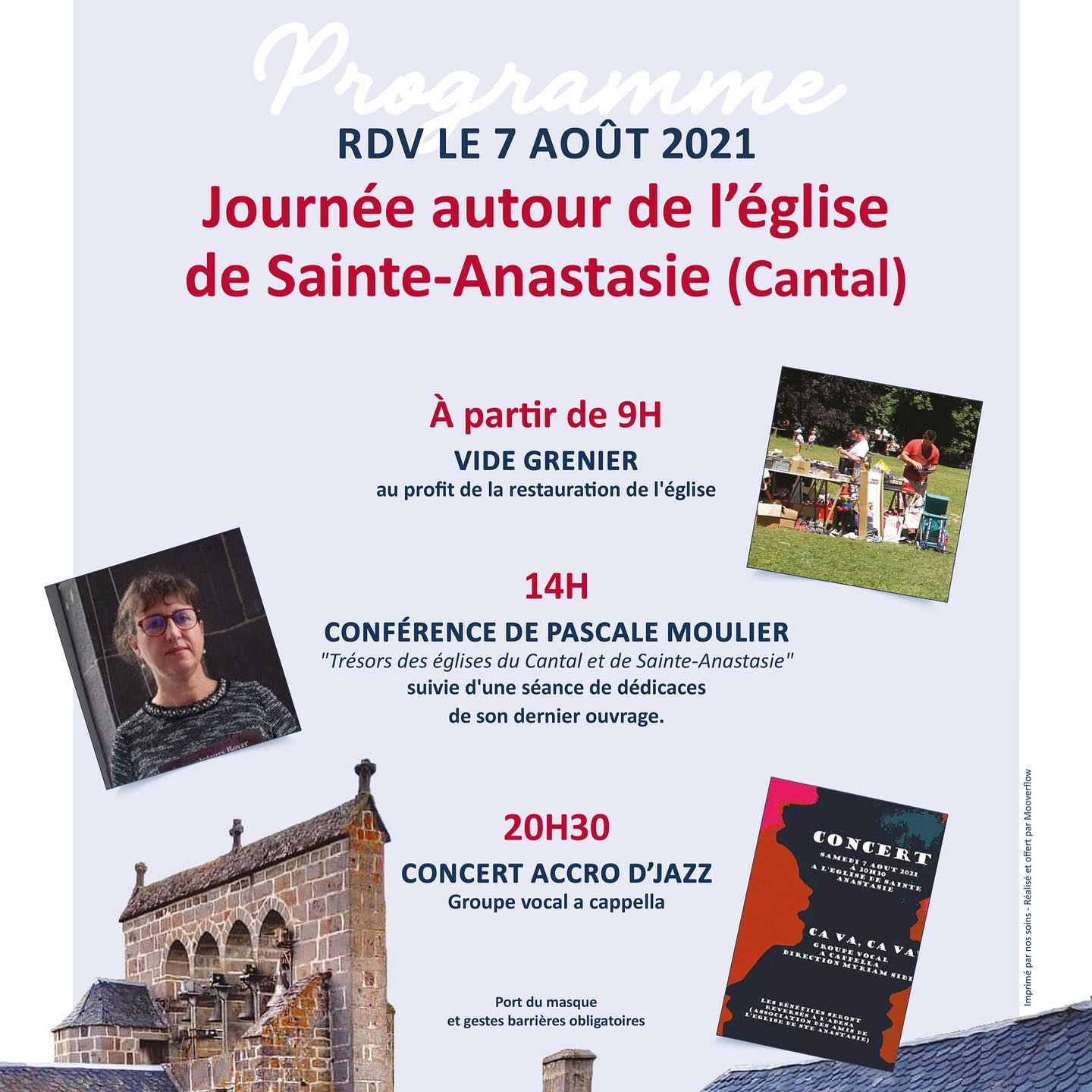 📆 A vos agendas !
Découvrez le programme complet de la journée du 7 août 2021 autour de l’église Sainte Anastasie ! Une belle journée en perspective 😊
On vous attend !!!
#evenement #restauration #videgrenier #journeeautourdeleglisesainteanastasie #patrimoine #cantalauvergne #sainteanastasie #cantal #eglise