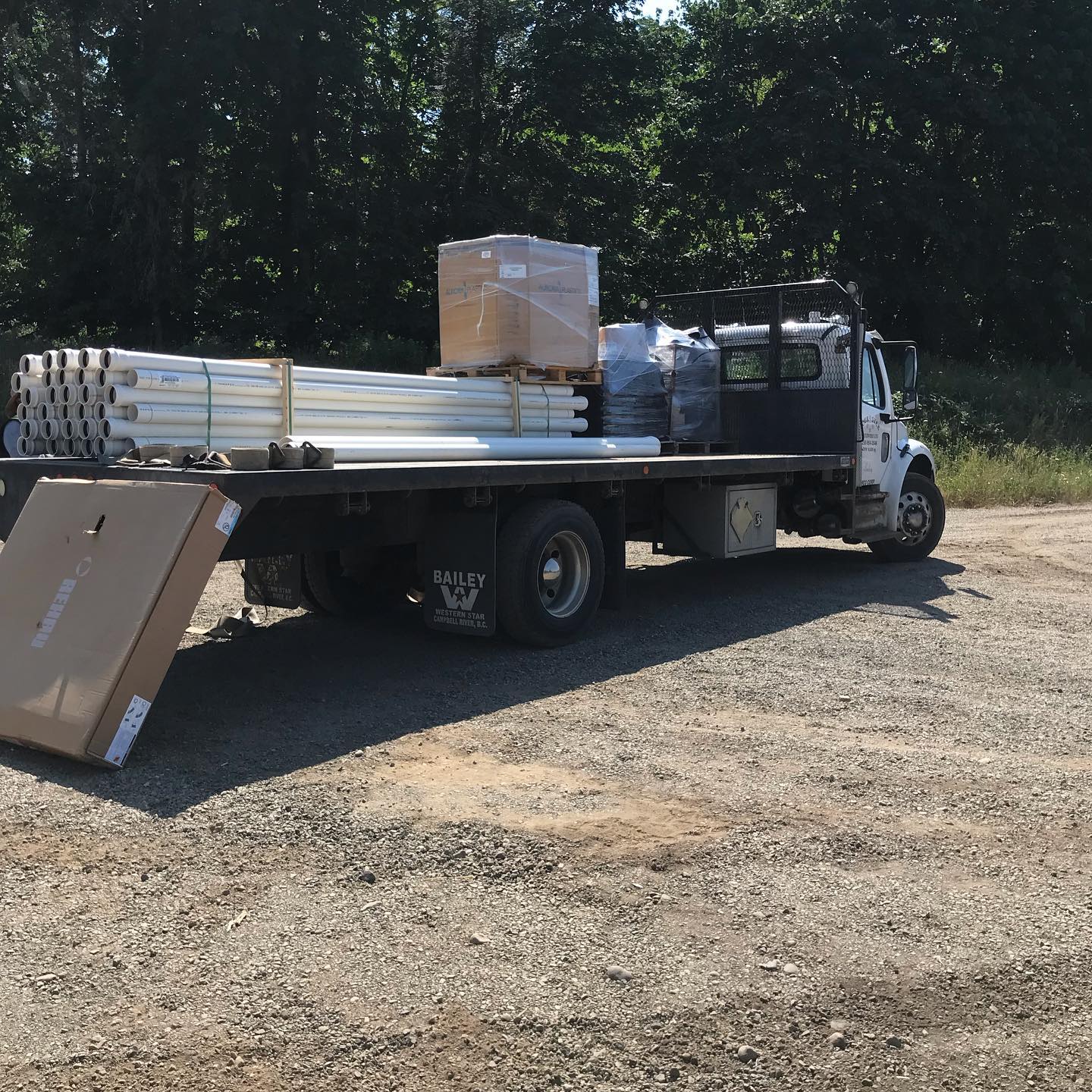 Today the pipe was dropped of for our new sites being constructed up top!! #soexcited #newrvsites #komoksfirstnation #economicdevelopment #meetingcommunityneeds