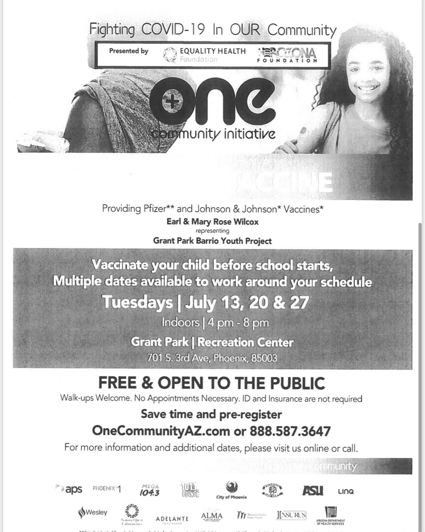 Walk in vaccinations available! Please refer the flyer for more information!
Vacunas sin cita disponibles! Vean la foto para más información!