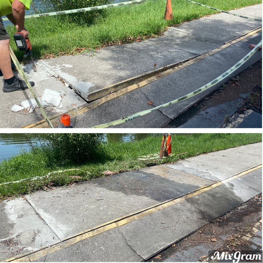 This sidewalk had dropped due to washout from the near by pond. With our concrete lifting system we were able to lift it back up with our poly foam that never washes out!
www.corsairconcretelifting.com or 3378886748
#lakecharlesla #beaumonttx #lafayettelouisiana