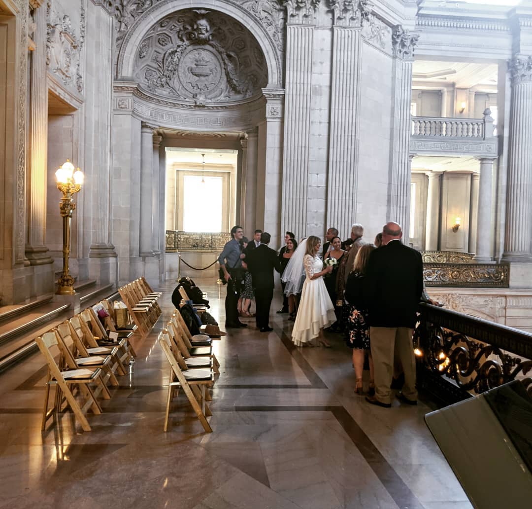 I truly left my heart in San Francisco. So good to be back at City Hall-- twice this week! I loved seeing the many happy couples and have noticed that this season's trend seems to be gigantic wedding dresses.