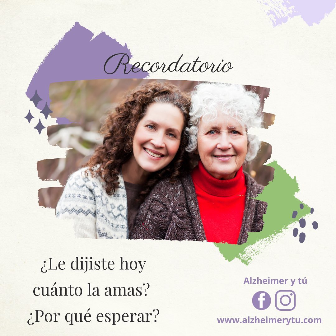 ¿Le dijiste hoy cuánto la amas? ¿Por qué esperar? 💜
Una de las peores cosas que podemos hacer cuando un ser querido tiene Alzheimer o alguna enfermedad relacionada, es callar o no demostrar nuestro afecto. Asumir la actitud de, para qué le voy a decir si se le va a olvidar, es una forma negativa de ver las cosas.
Justo porque se le olvidan las cosas más le debemos repetir lo que merezca ser recordado: Te amo, gracias por todo, estoy orgullosa de ti, eres mi héroe...
Cuéntame, de todo lo que merece ser recordado ¿qué es lo más que le repites a tu ser querido con Alzheimer?
#alzheimerytú #alzheimersawareness #alzheimer #enfermedaddealzheimer #alzheimerenpuertorico #cuidadordealzheimer
