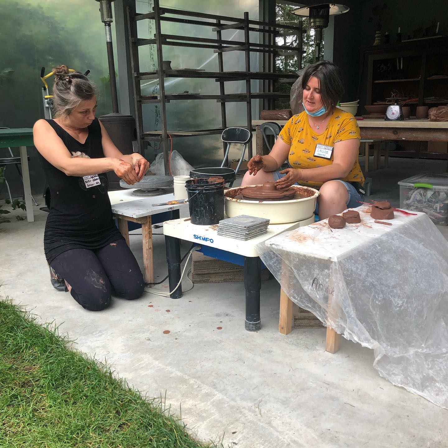 Un beau moment d’initiation à la pour pour notre Laure de 1001 Pots!!