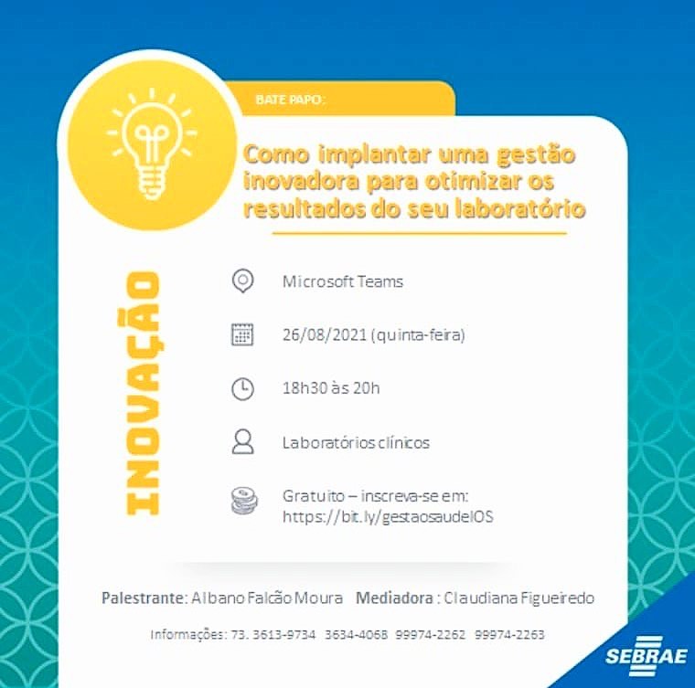 Na próxima quinta feira teremos um bate papo muito enriquecedor, com foco em otimização de resultados para laboratórios.
Se inscreva gratuitamente!