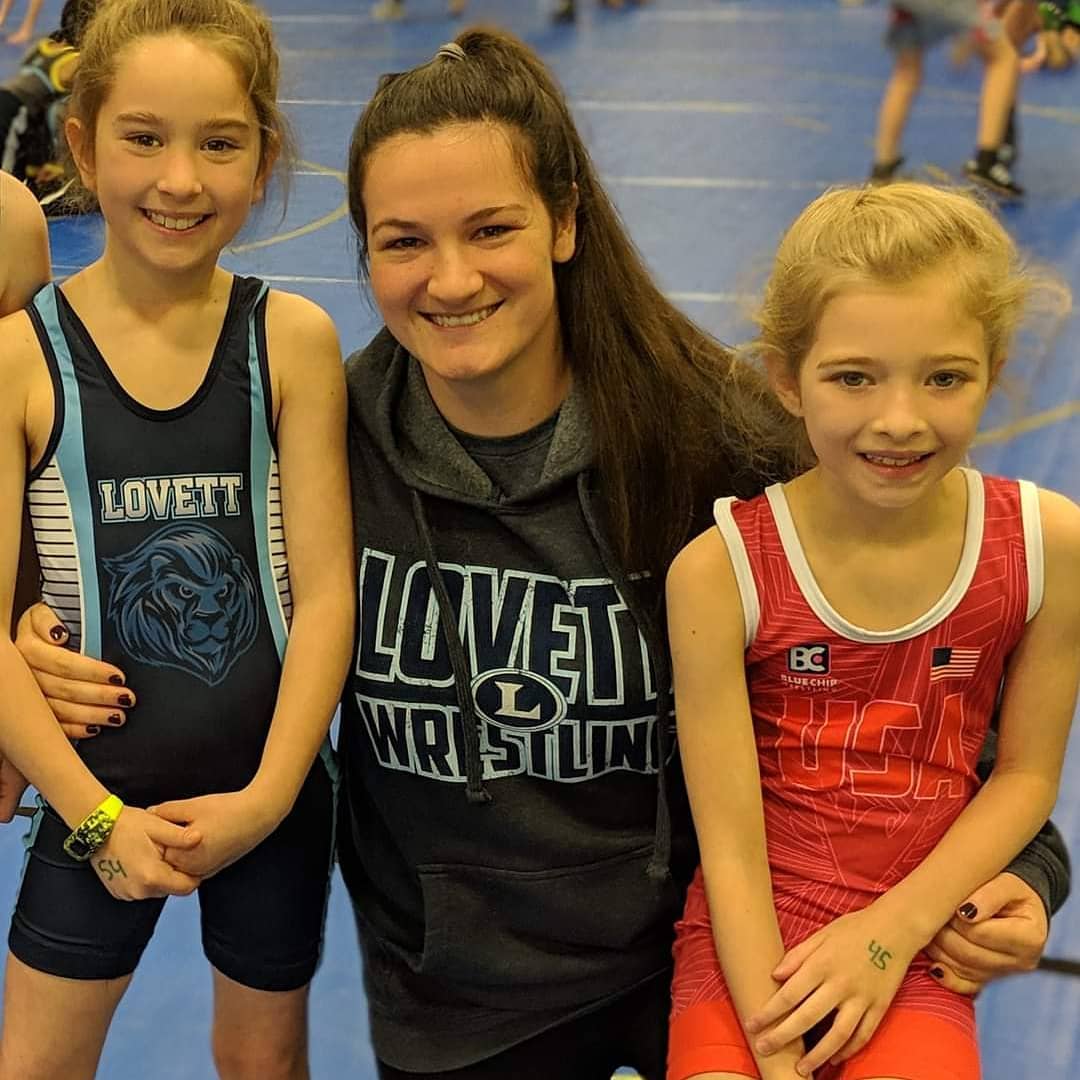 Girls getting ready for tournament #youthwrestlingclub