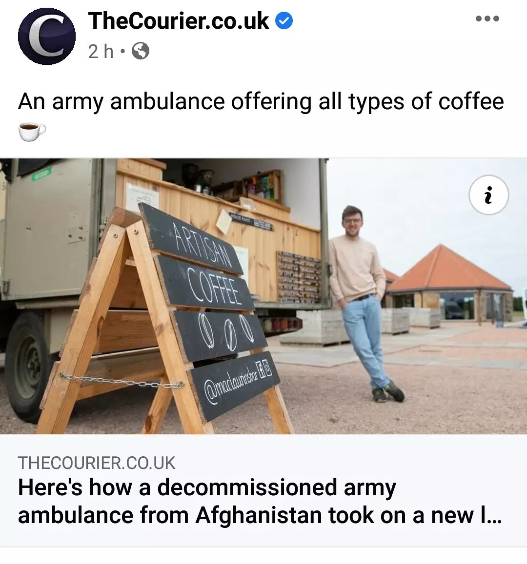 We're delighted to have been featured on @thecourier.uk
Read in full at https://www.thecourier.co.uk/fp/lifestyle/food-drink/2500178/a-decommissioned-army-ambulance-from-afghanistan-has-taken-on-a-new-lease-of-life-as-a-st-andrews-coffee-bar/