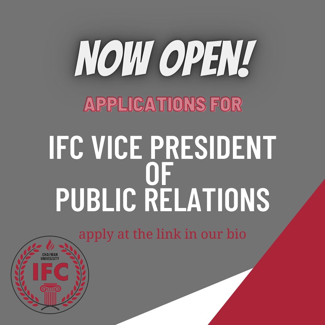 Want to serve on the remainder of the fall 2021 IFC executive board?? Apply to be our Vice President of Public Relations! Must be initiated in one of our chapters to be eligible. Please apply to the link in our bio! Applications will close next Friday, 9/24!