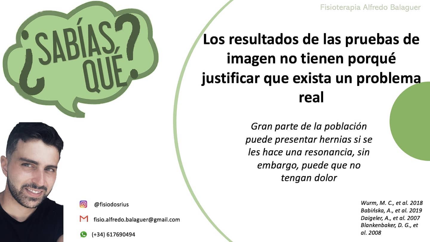 ⚠️La prueba de imagen no siempre tiene la razón⚠️
Hay que contrastar la clínica del paciente (su dolor/problema) con lo que nos dicen las imágenes
✅ Una imagen puede mostrar un teórico "problema" que en verdad no resulta serlo para el paciente. De igual manera, puede suceder que un problema no se vea en una prueba de imagen y no por eso quiere decir que el paciente este mintiendo
#fisiodosrius #fisioterapia #rehabilitación #dolor #lesiones #resonancia #radiografia #dosrius #llinarsdelvalles #mataro #argentona