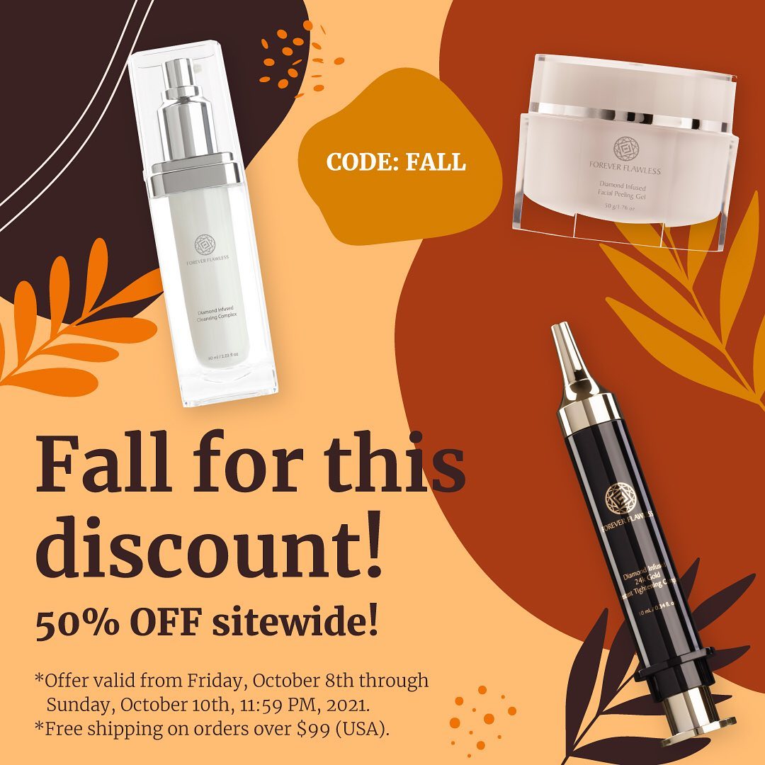 Fall Discount! 🍂 Enjoy 50% off sitewide.
.
.
.
#foreverflawless #offer #discount #sale #fall #fallstyle #autumn #autumnvibes