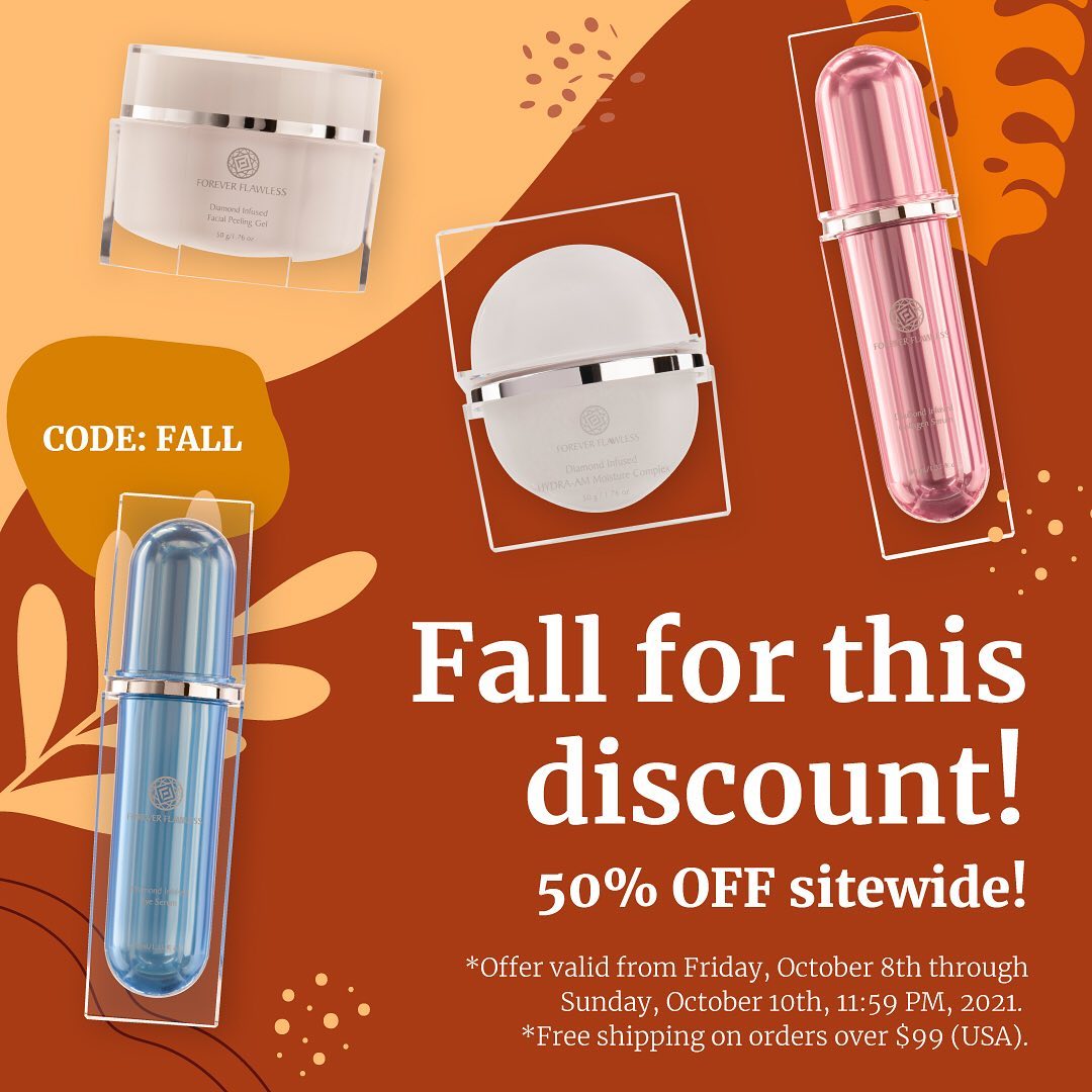 Fall Discount! 🍂 Enjoy 50% off sitewide.
.
.
.
#foreverflawless #offer #discount #sale #fall #fallstyle #autumn #autumnvibes