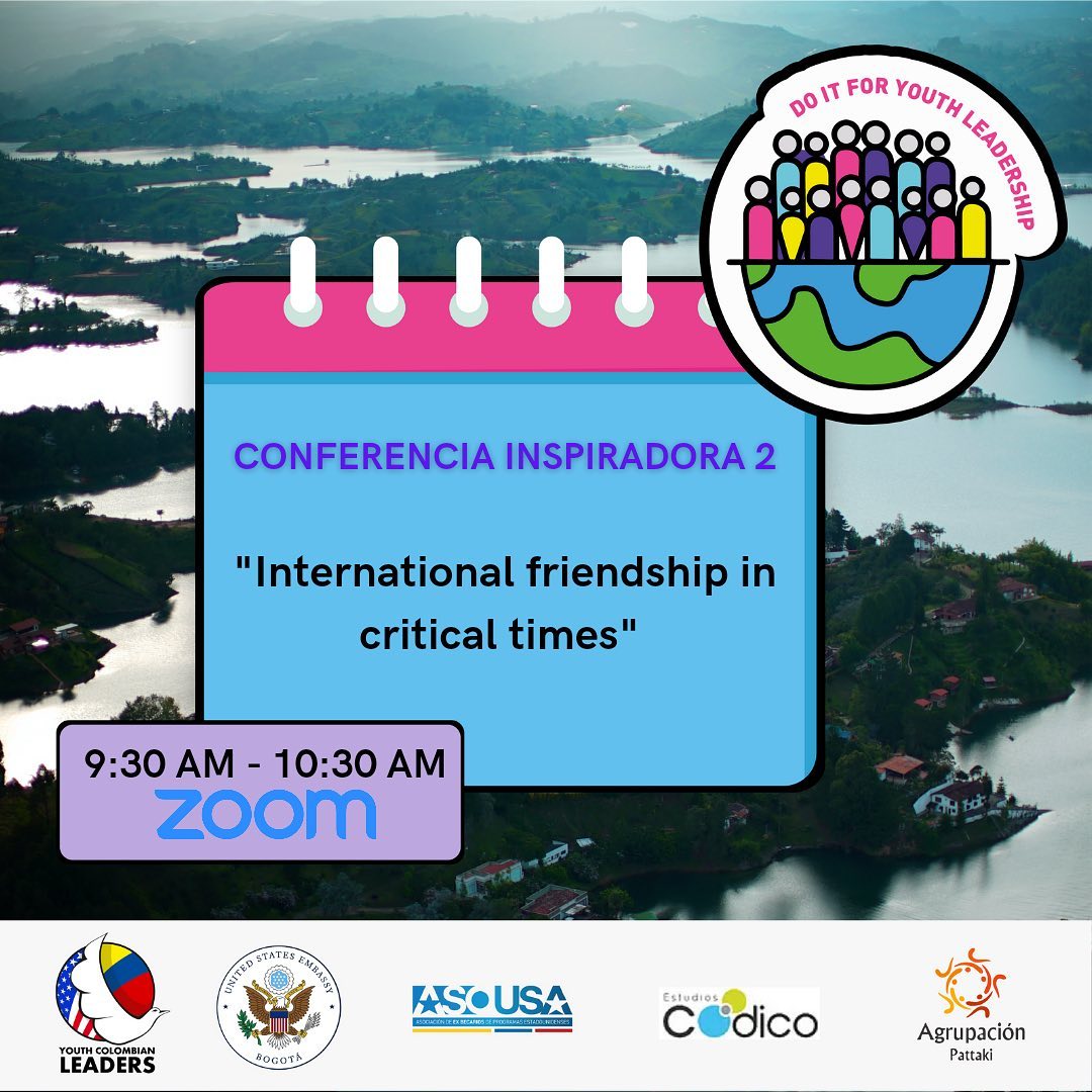 Ya vamos a empezar, no olvides de participar de nuestros espacios.
Nos vemos en la conferencia inspiradora "International friendship in critical times"
Hora: 9:30am - 10:30 am
#DoItForYouthLeadership#ASOUSA #YCLF