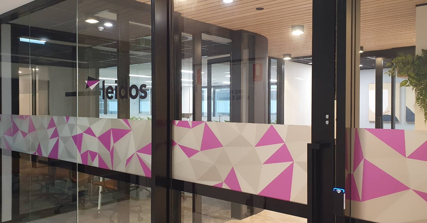 Brisbane City install, printed etch install on glass at Leidos offices. #leidos #hcsigns #tradequalified