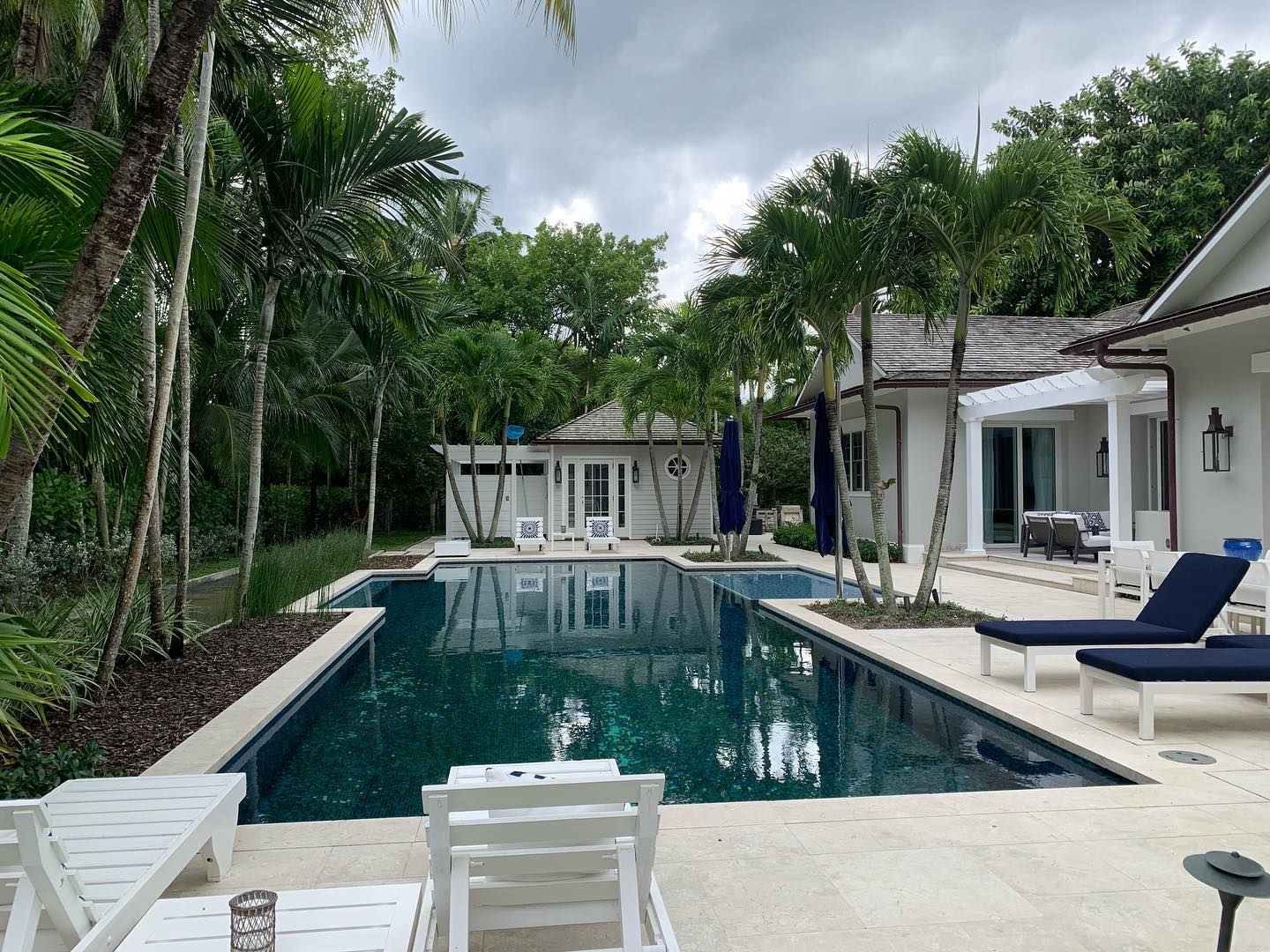 On location in Nassau. A shot of the completed pool and exterior. Working on interior furnishings to complete this wonderful project. #nassaubahamas #lyfordcay #bahamianarchitecture
