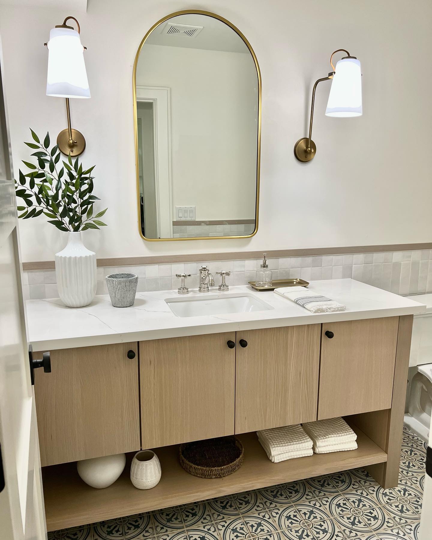 Another stunning vanity in our white oak cabinets!