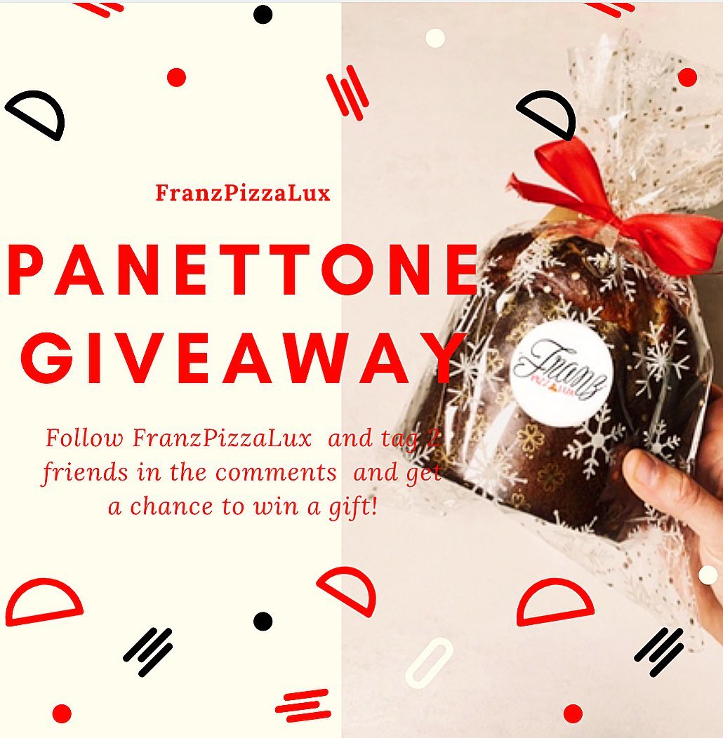 Giveaway expired 🚨Thank you all for participating ❤️
#GIVEAWAY #PANETTONE 🎄
Friends, to thank you for all these Panettone orders this year, I want to give away a #franzpanettone 🤩
Get the chance to win a #franzpanettone:
1. Follow @franzpizzalux
2. Tag 2 friends in the comments
Winner will be announced on 30.11 at 6pm. Good Luck !!