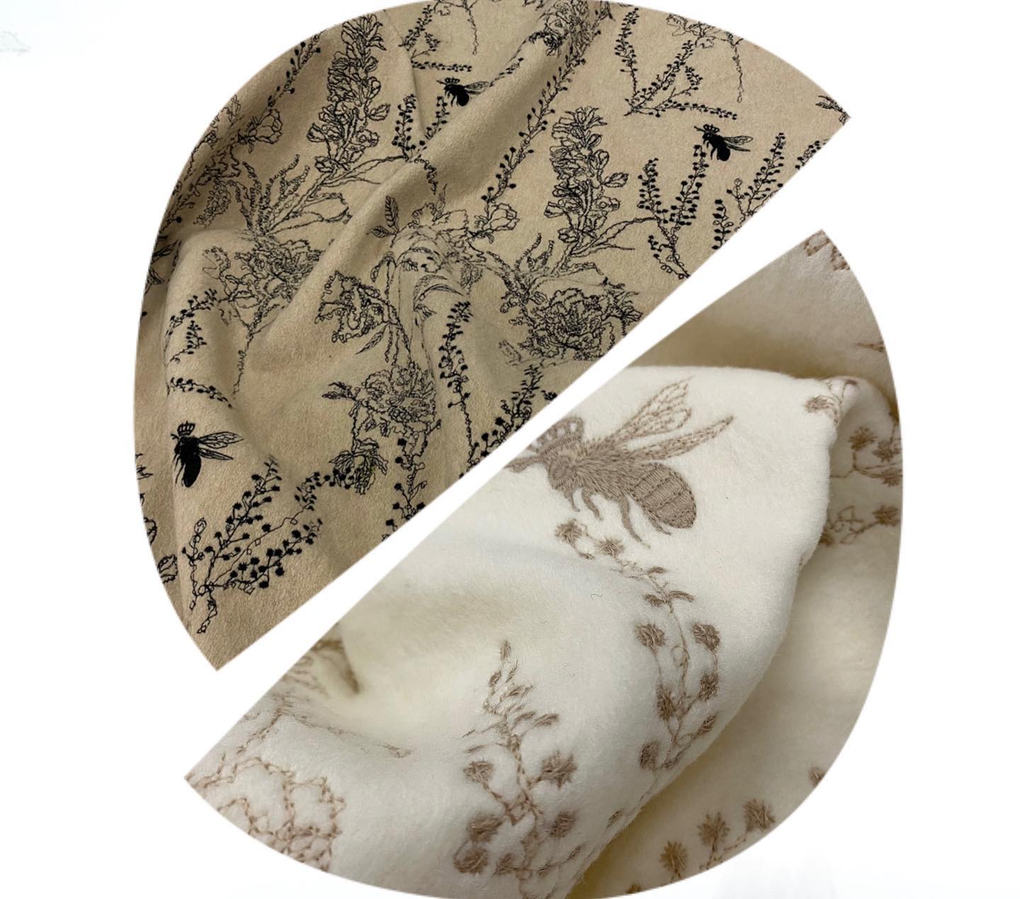 Wool embroidered fabric.
🐑🐑🐑
☀️58.9% wool , 27.7 % polyester , 13.4%viscose