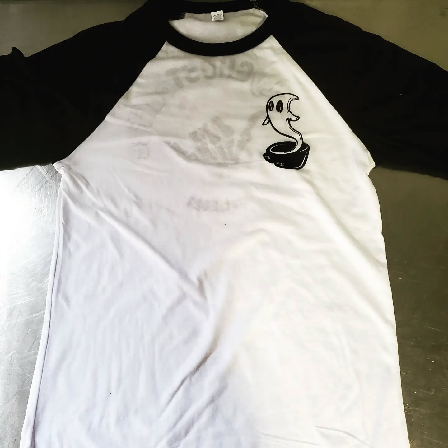 It's official! Roasty Ghost Coffee now has raglan shirts for sale. $25.