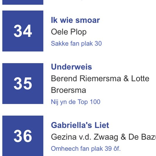 Iedereen super bedankt voor het stemmen! We zijn binnengekomen op nummer 35!! #frysketop100