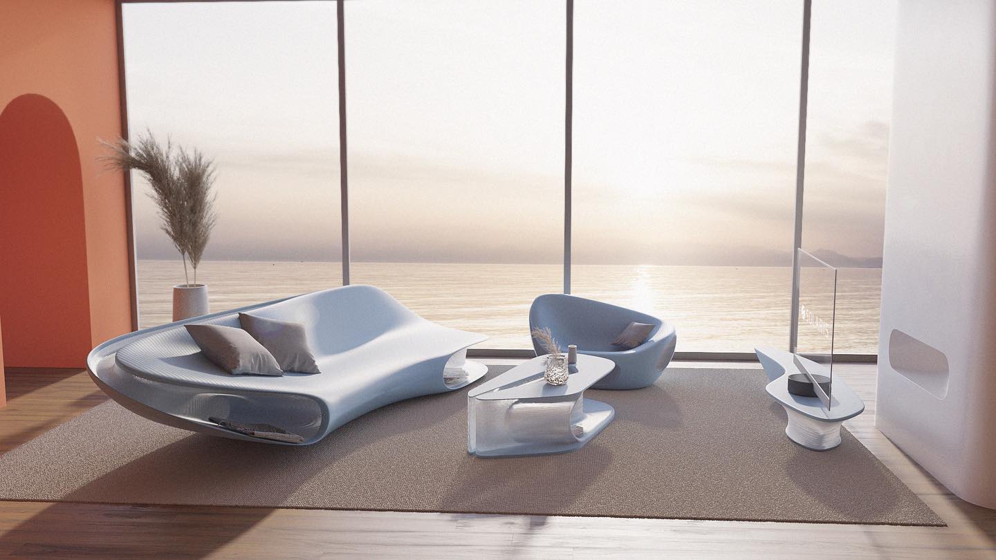 To kick off the year of 2022, in collaboration with @karim_rashid_official we have developed the OCEANA collection. A collection of furniture made by upcycled ocean plastic and large scale 3D printing.
Together with @tide_oceanmaterial Daniel Schwendemann and Marc Akermann from @ostschweizerfachhochschule we have been able to introduce high quality ocean plastics to the premium furniture industry.
The furniture is being developed and produced together with @nagami.design .
Visual renderings by @sebastianladann .
#upcycling #recycledplastic #oceanplastic #3dprinting #furniture #design #karimrashid