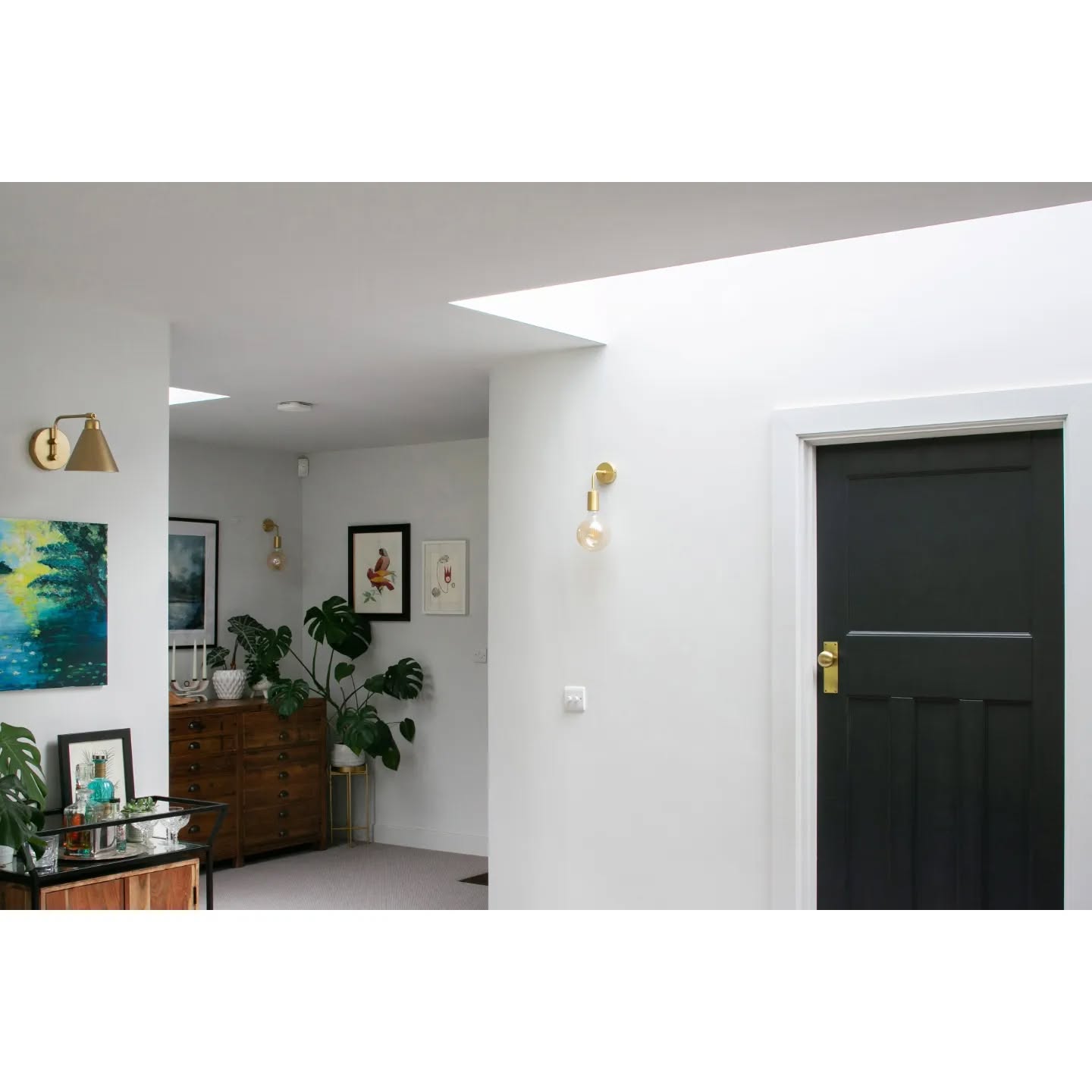 Skylights!
Very critical to this project was getting light deep into the house. We suggested a long skylight in initial proposals, which where executed and created a bright space, despite the more solid façade facing the road.
Working with clients and planners, designs morph and change throughout the concept design phase. Scroll through to see some early visuals of the house, along with a preliminary plan showing the links between the two buildings.
#interiorarchitecture #interiordesign #sustainabledesign #oldtonew #skylight #sketch #familyhome