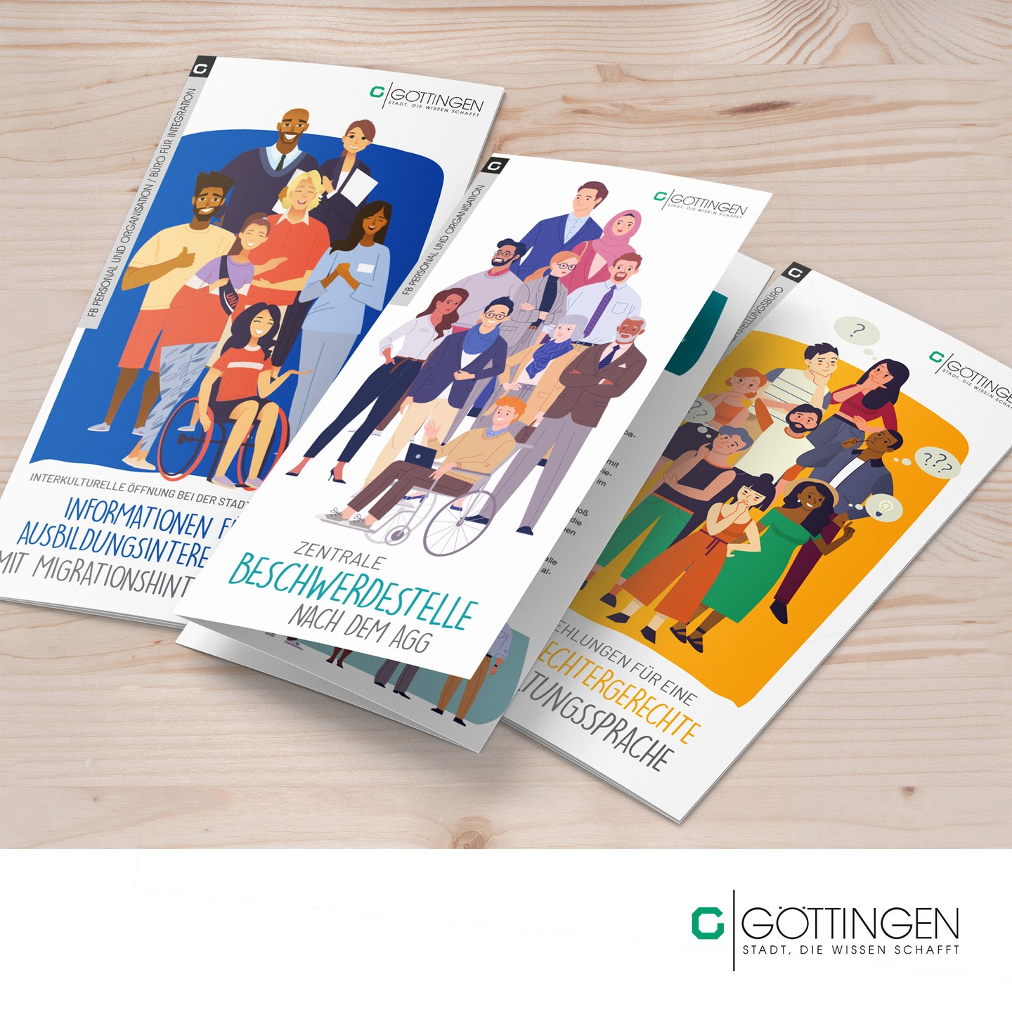 Kunde: Stadt Göttingen
Projekte: Gestaltung von Info-Broschüren und Karten.
Themen: Informationen für Ausbildungsinteressierte mit Migrationshintergrund, Empfehlungen für eine Geschlechtergerechte Verwaltungssprache, Zentrale Beschwerdestelle nach dem AGG mit passenden Postkarten zum Thema Diskriminierung.
#grafik #motion #marketing #kampagne #design #krisma #werbung #werbeagentur #logo #göttingen #kassel #northeim #niedersachsen #rosdorf #reinhausen #hannover #hildesheim #socialmedia #socialmediamarketing